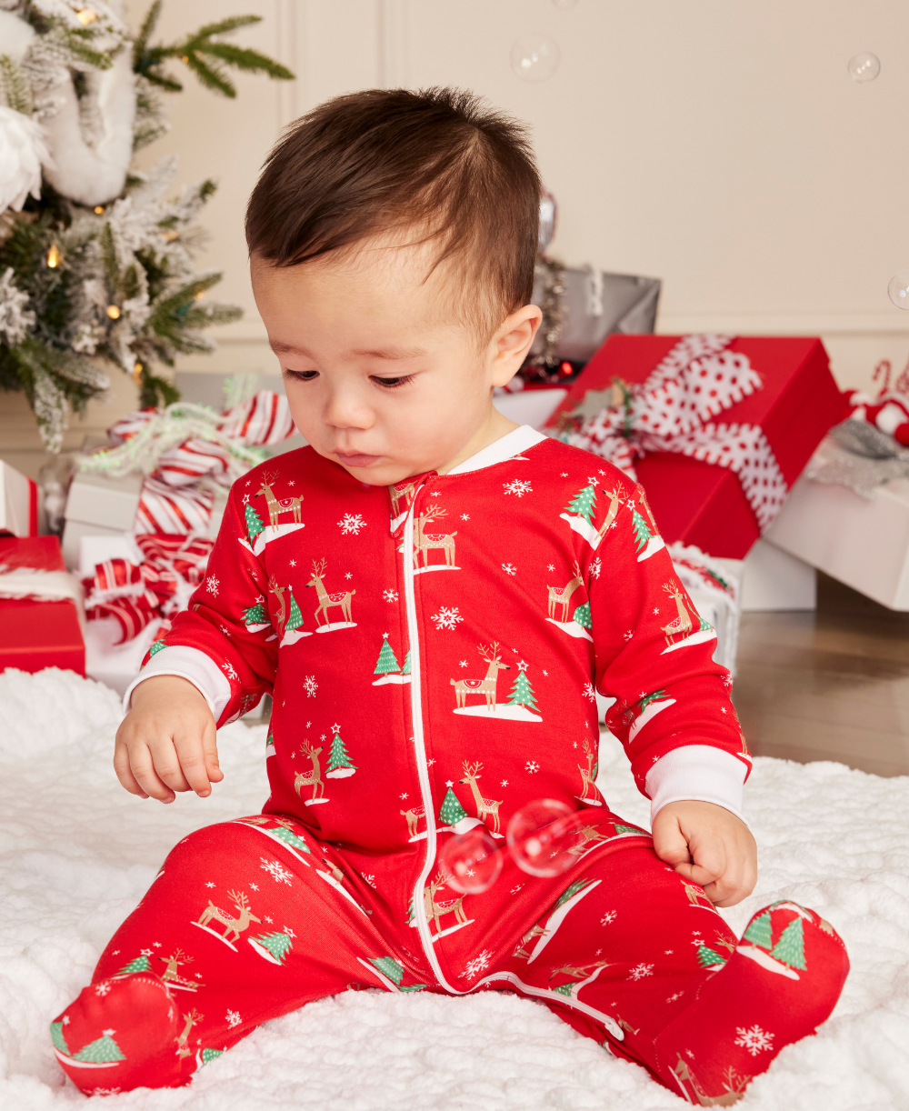 Holiday Reindeer Zip Footie Kissy Kissy