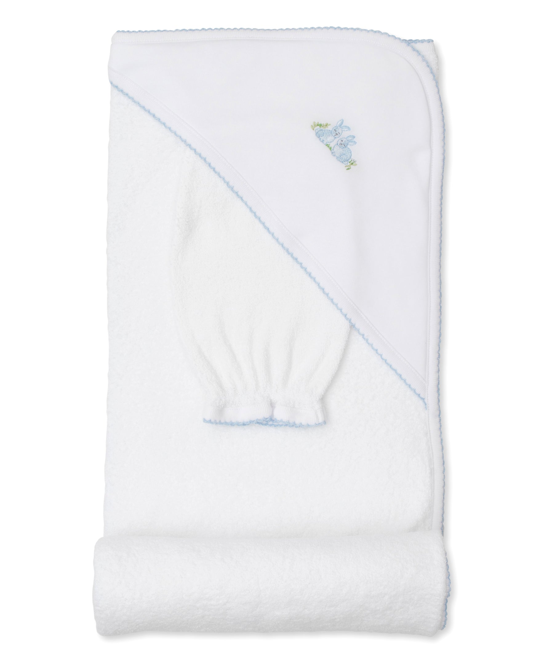 Cottontail Hollows Blue Hooded Towel & Mitt Set - Kissy Kissy