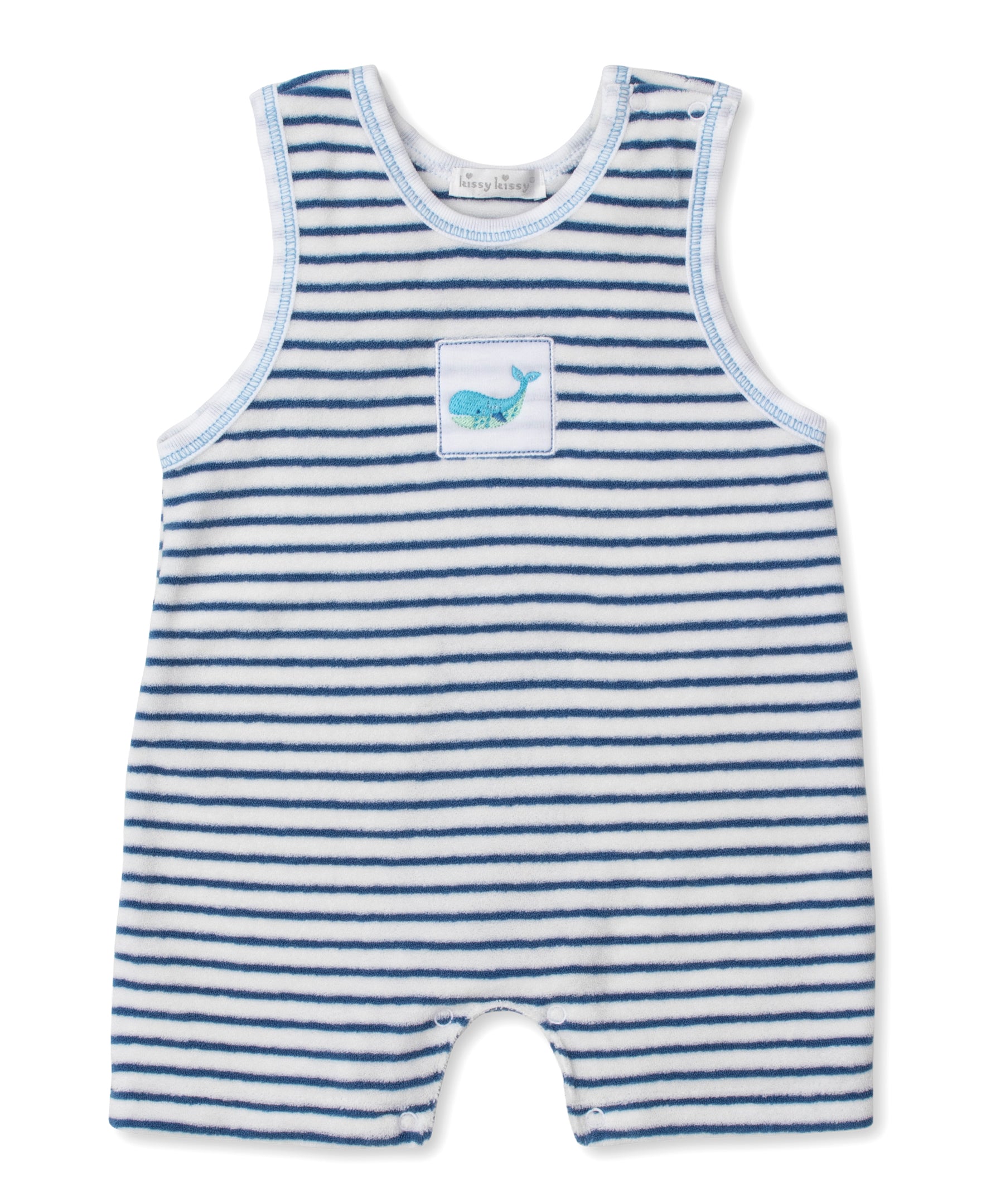 Watercolor Whales Stripe Terry Sleeveless Playsuit - Kissy Kissy