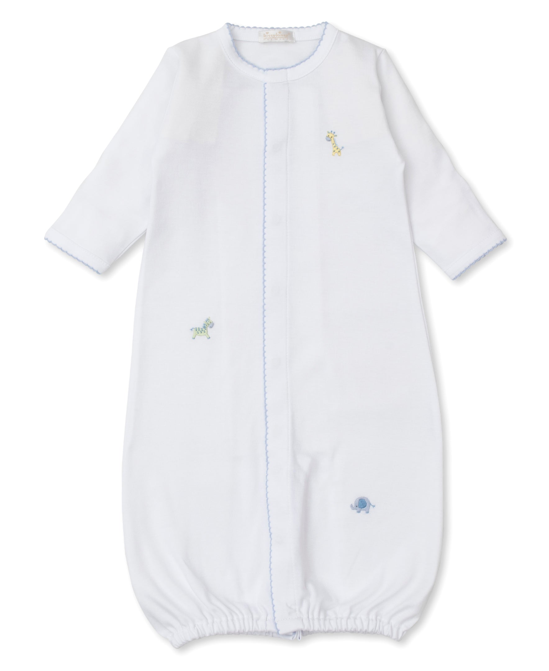 SCE Jungle Friends White/Blue Hand Emb. Convertible Gown