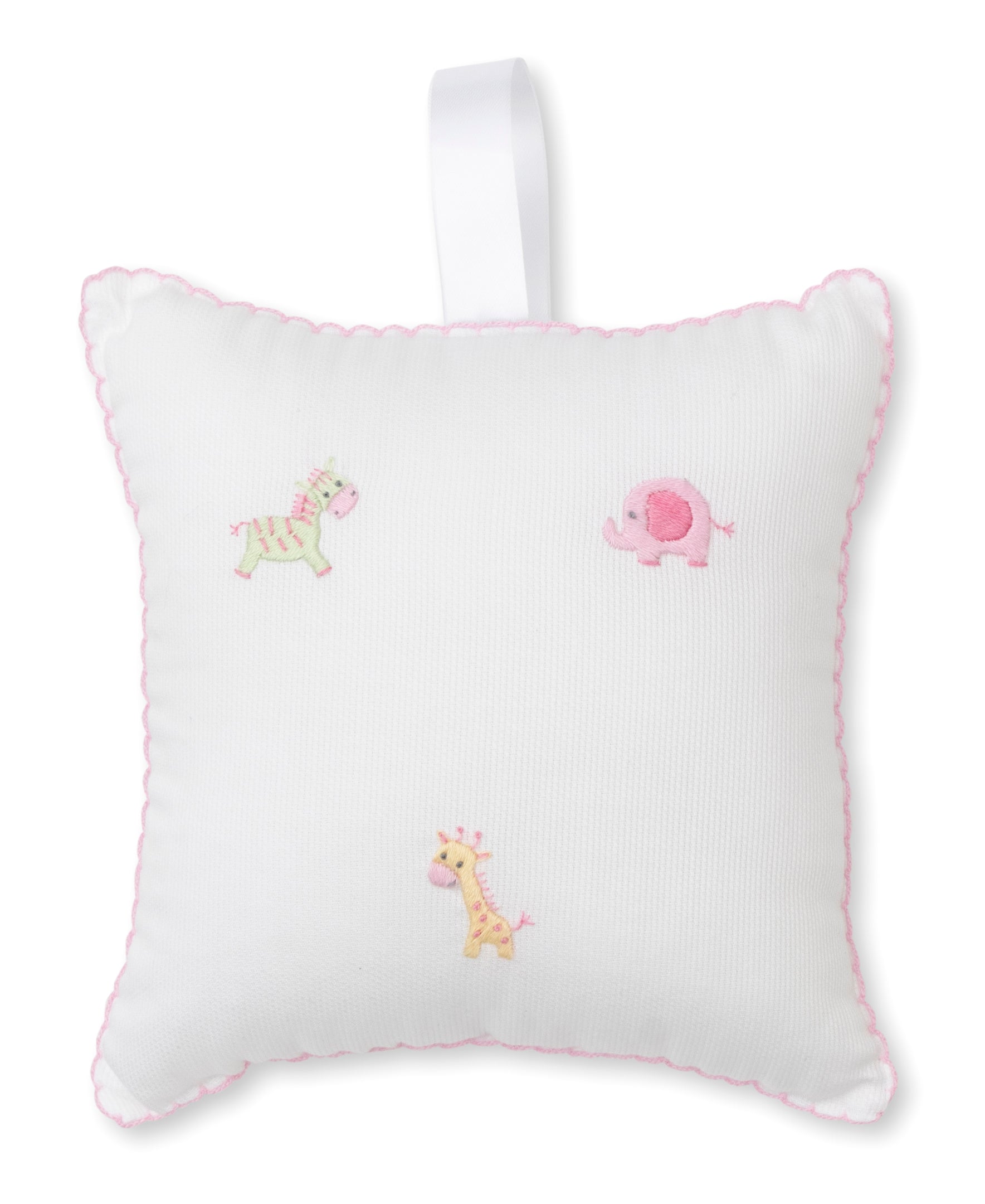 SCE Jungle Friends White/Pink Hand Emb. Musical Pillow