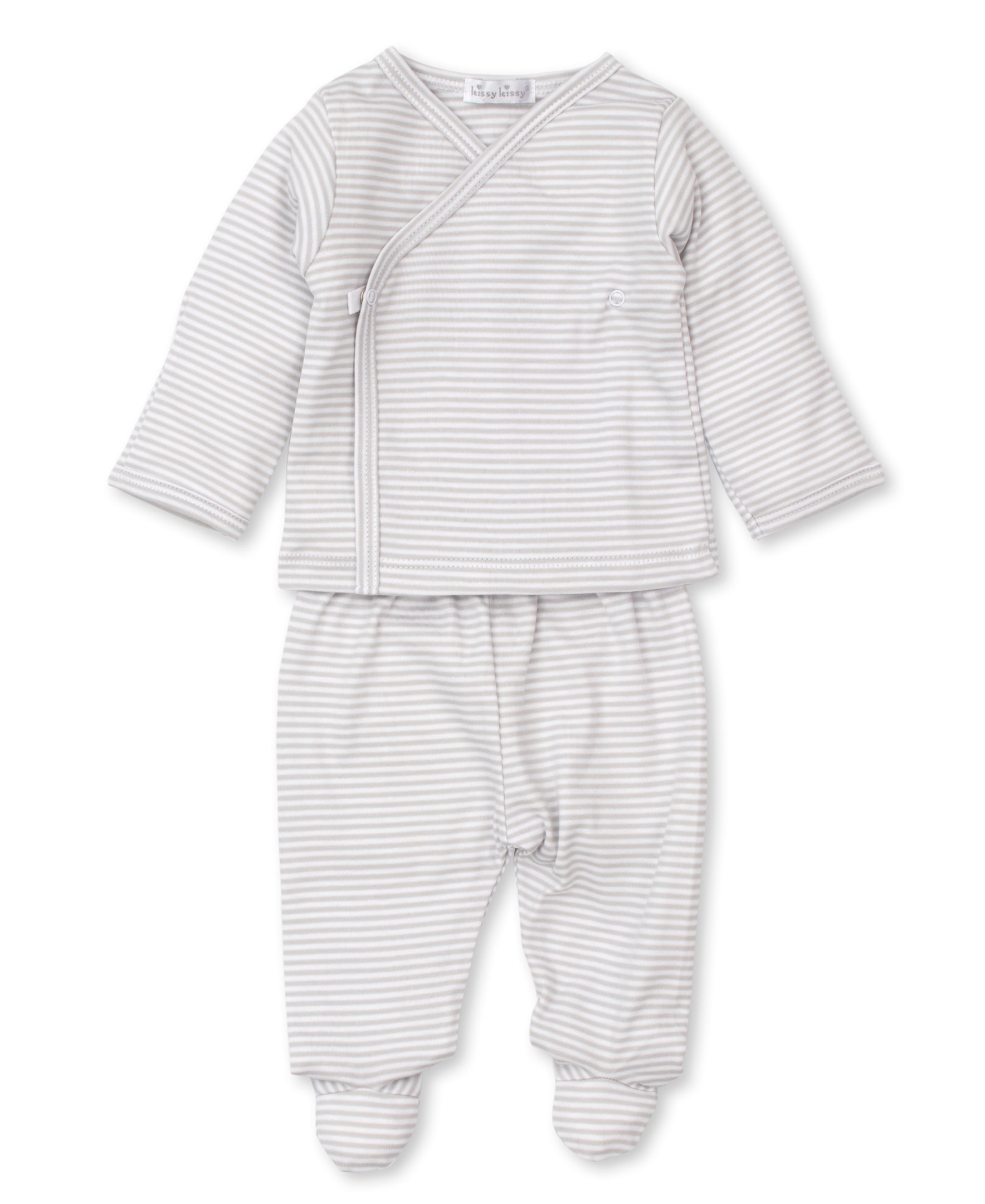 Simple Stripes Silver Footed Pant Set - Kissy Kissy