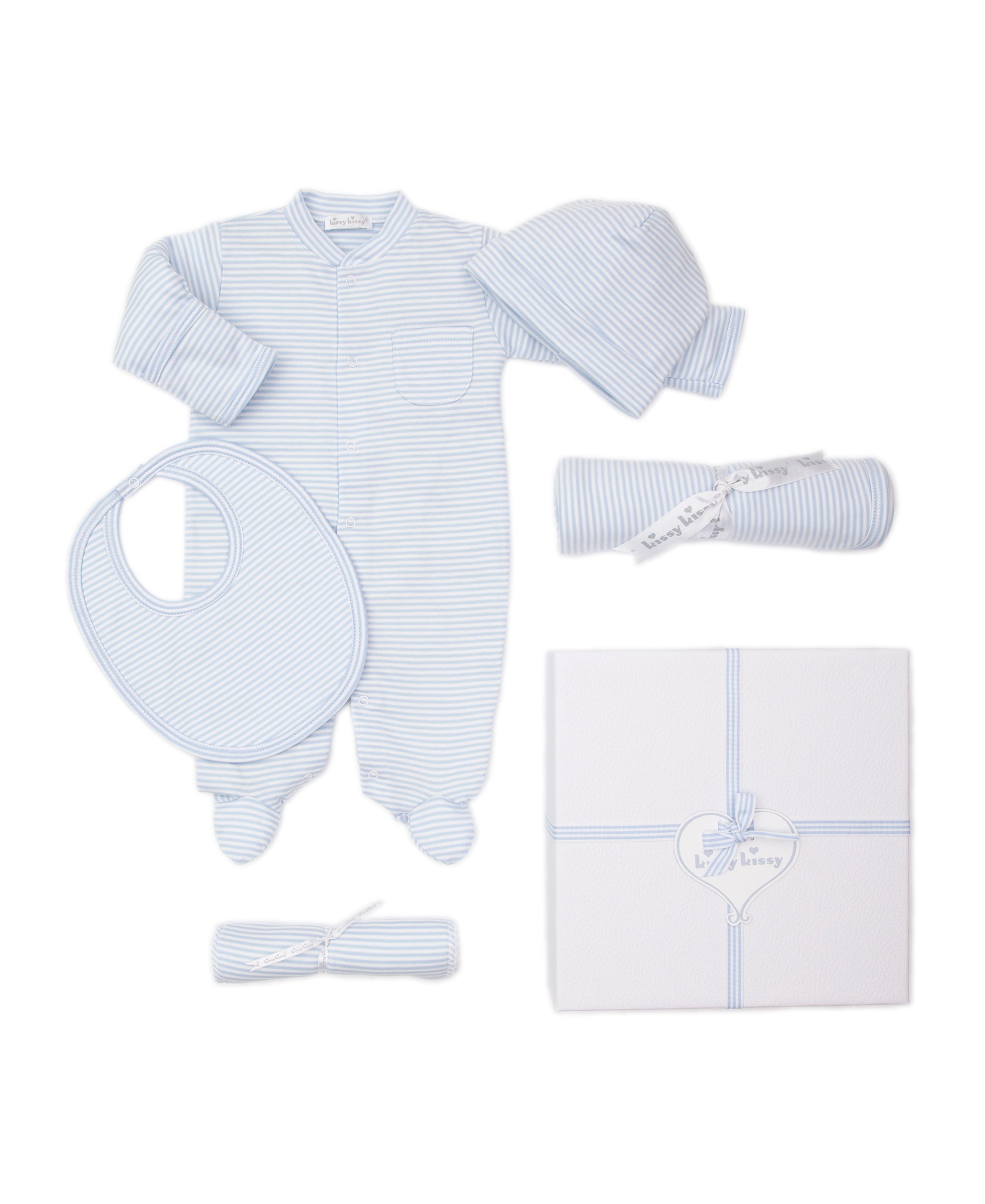 Simple Stripes Blue 5PC Gift Set with Gift Box - Kissy Kissy