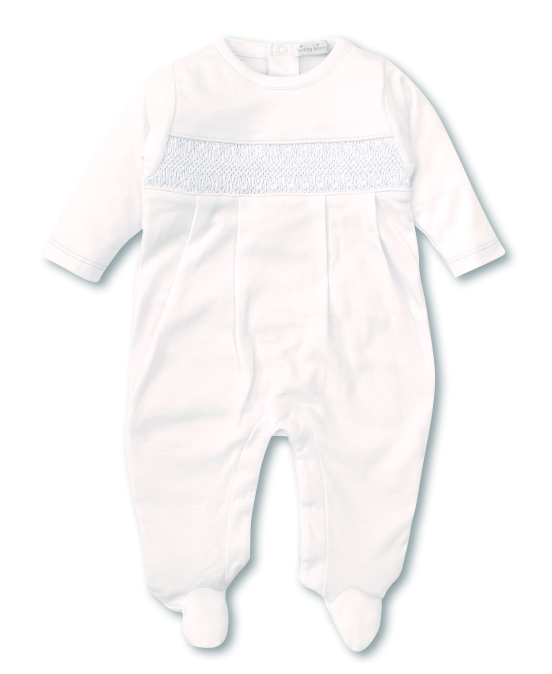 Hand Smocked CLB Charmed White Footie - Kissy Kissy