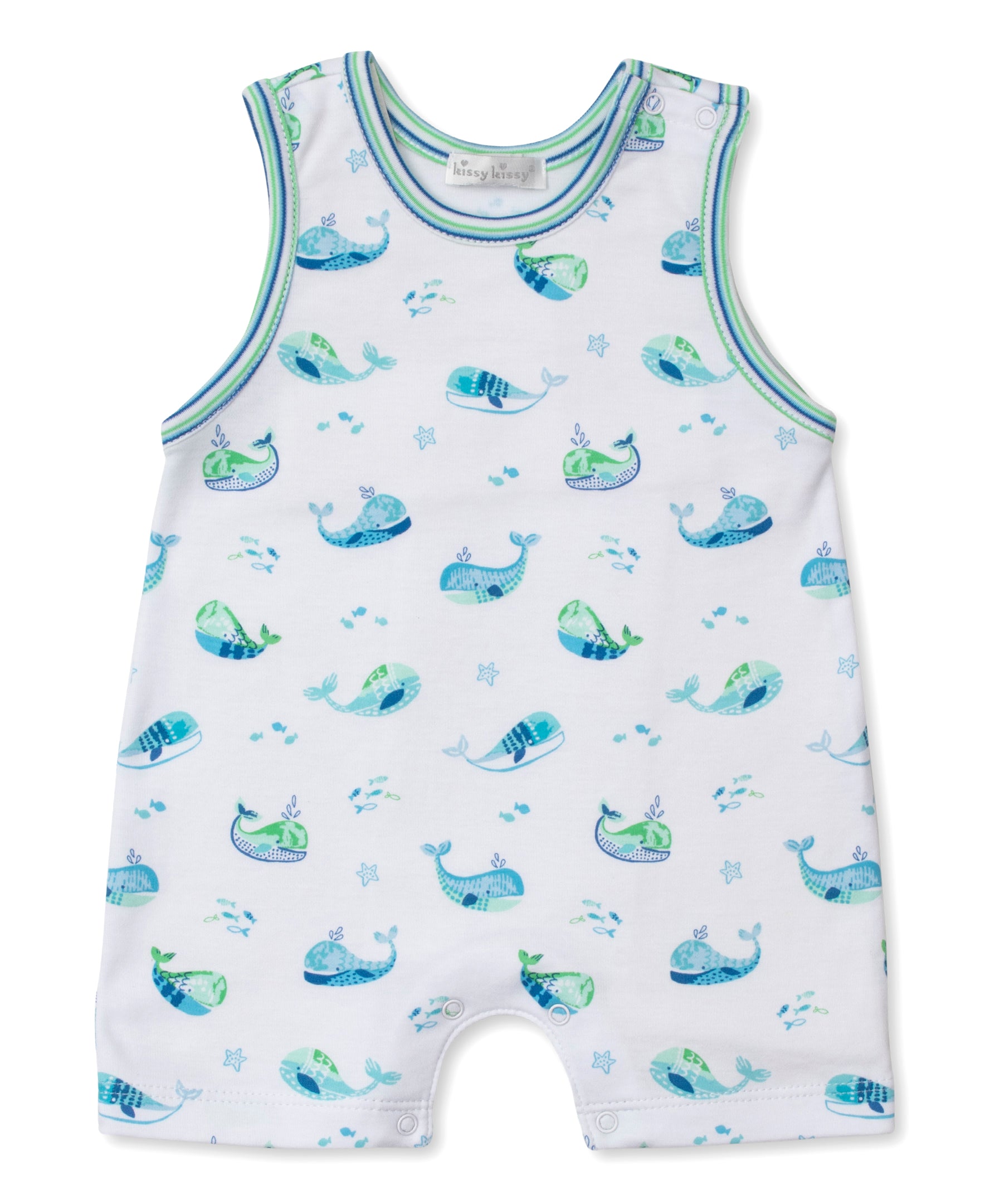Watercolor Whales Sleeveless Playsuit - Kissy Kissy