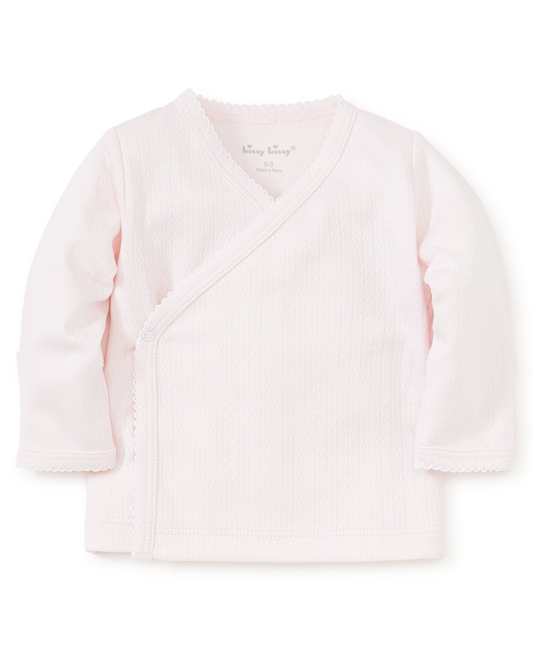 Pink Pointelle Long Sleeve Cross Tee - Kissy Kissy