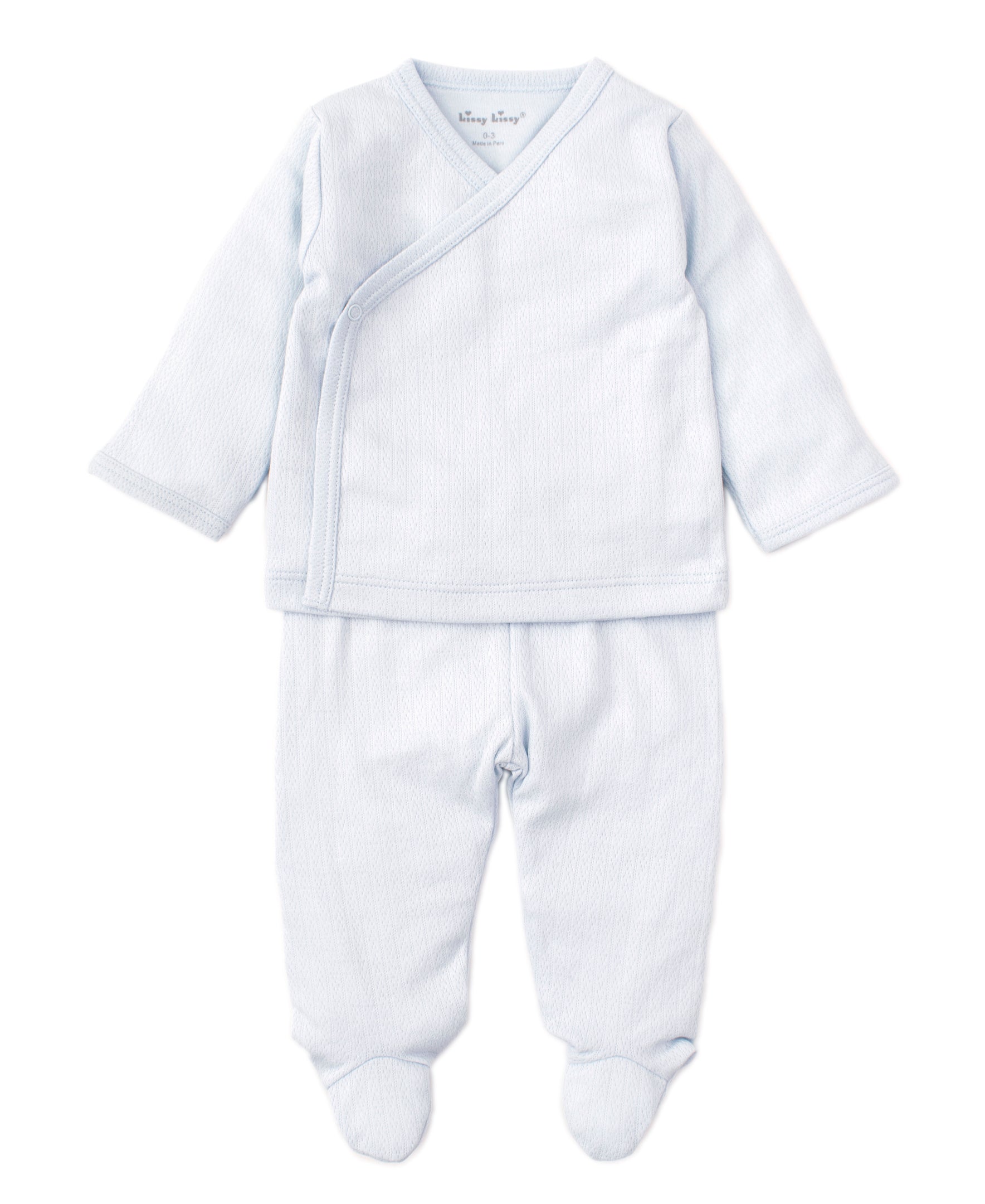 Blue Kissy Pointelle Cross Tee and Pant Set - Kissy Kissy