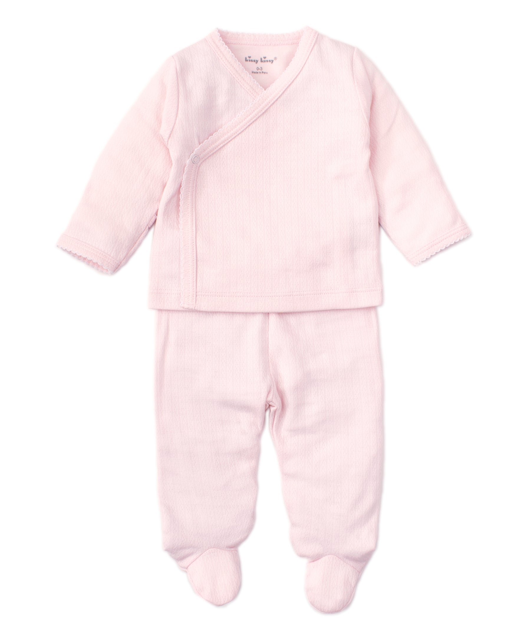 Pink Pointelle Cross Tee and Pant Set - Kissy Kissy