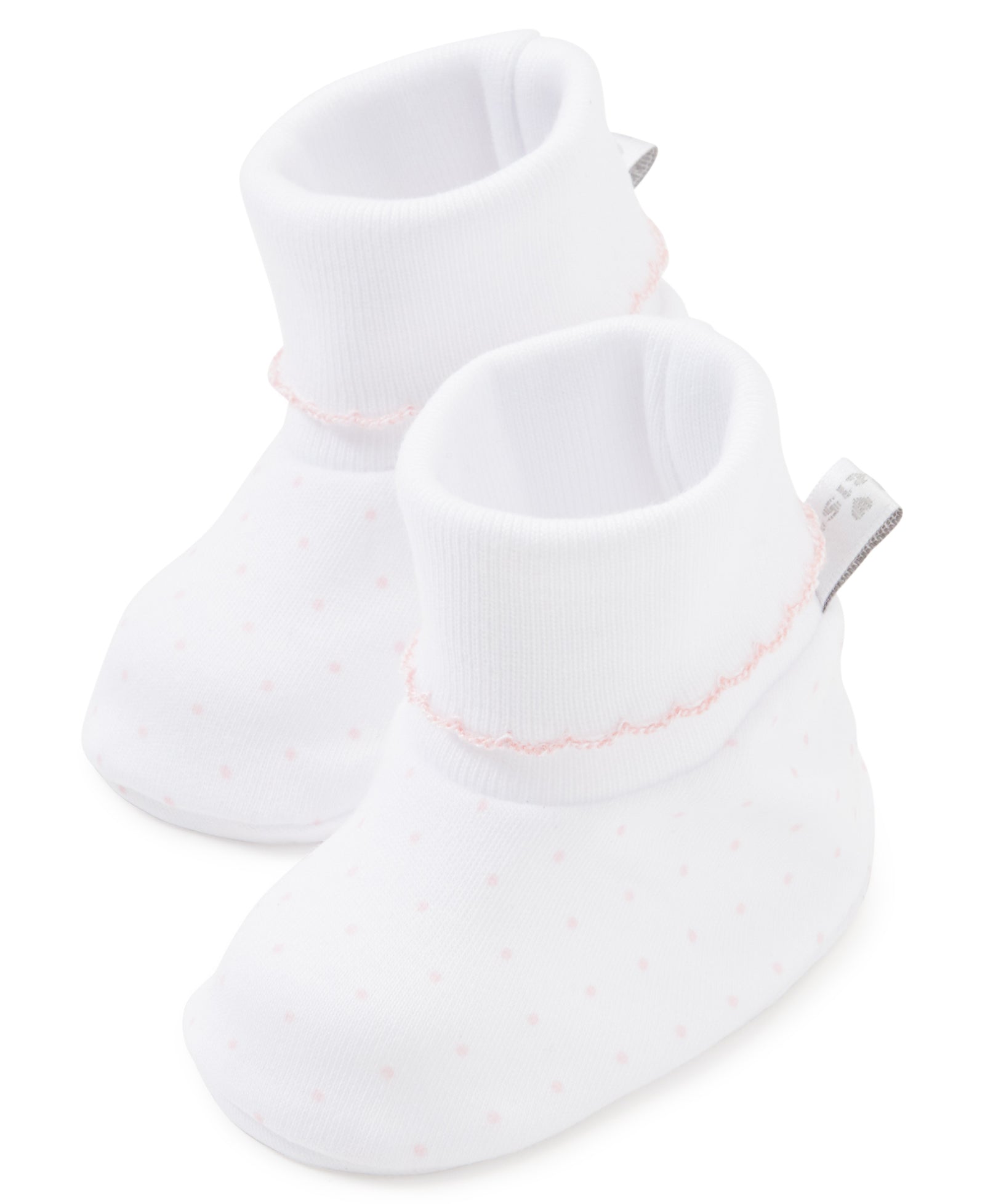 baby new kissy dots print footie white pink