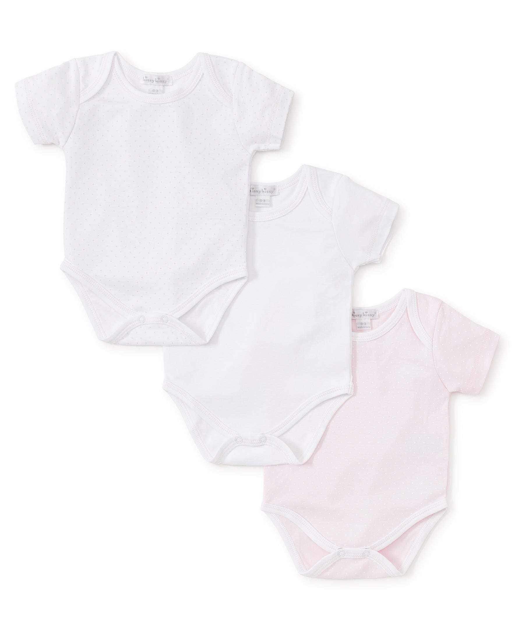 Pink Dot 3 Pack S/S Bodysuit Set w/ Tulle Bag