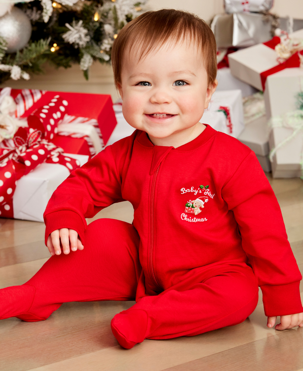 Baby's First Christmas 24 Red Zip Footie - Kissy Kissy