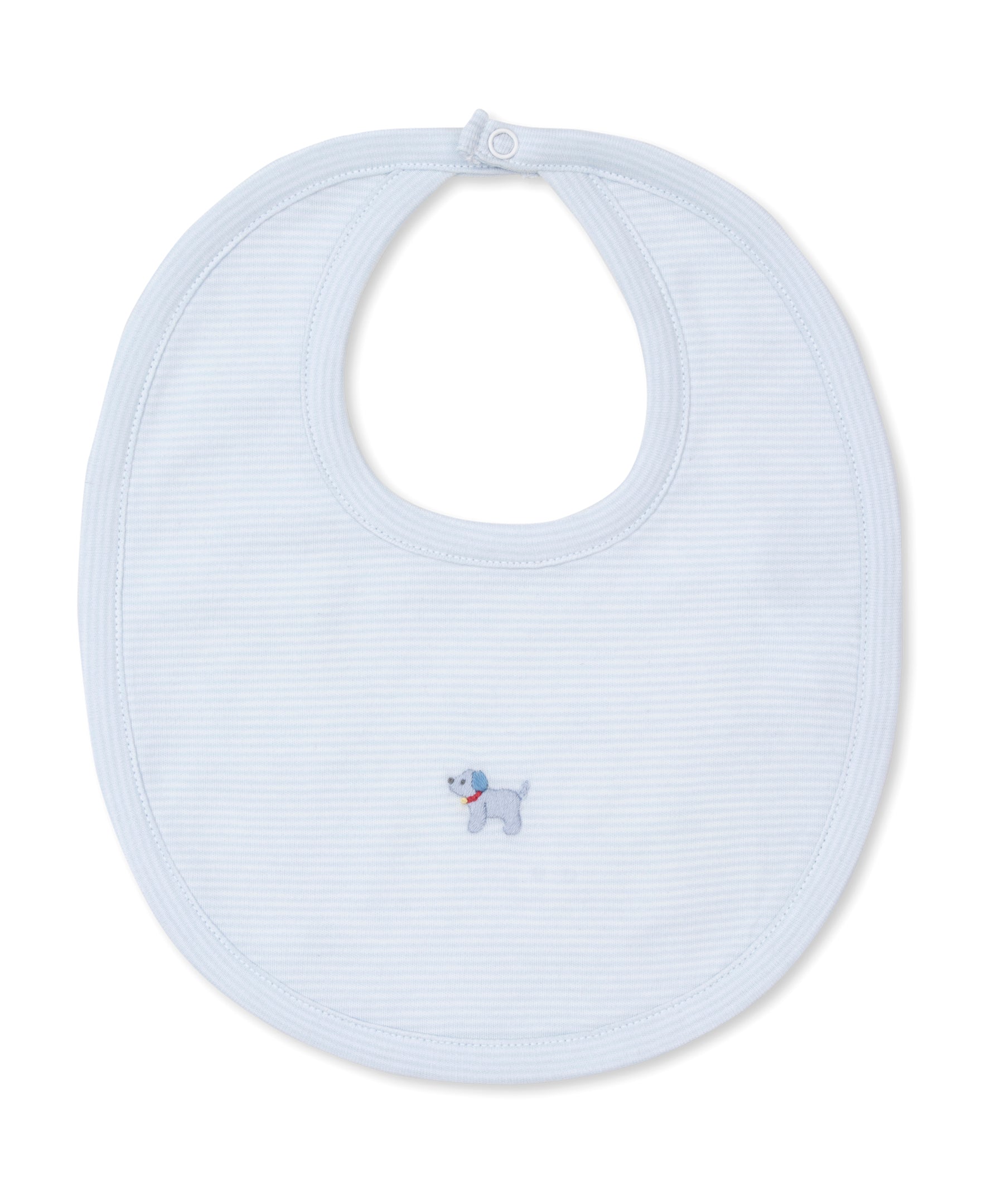 Premier Puppies Hand Emb. Blue Stripe Bib