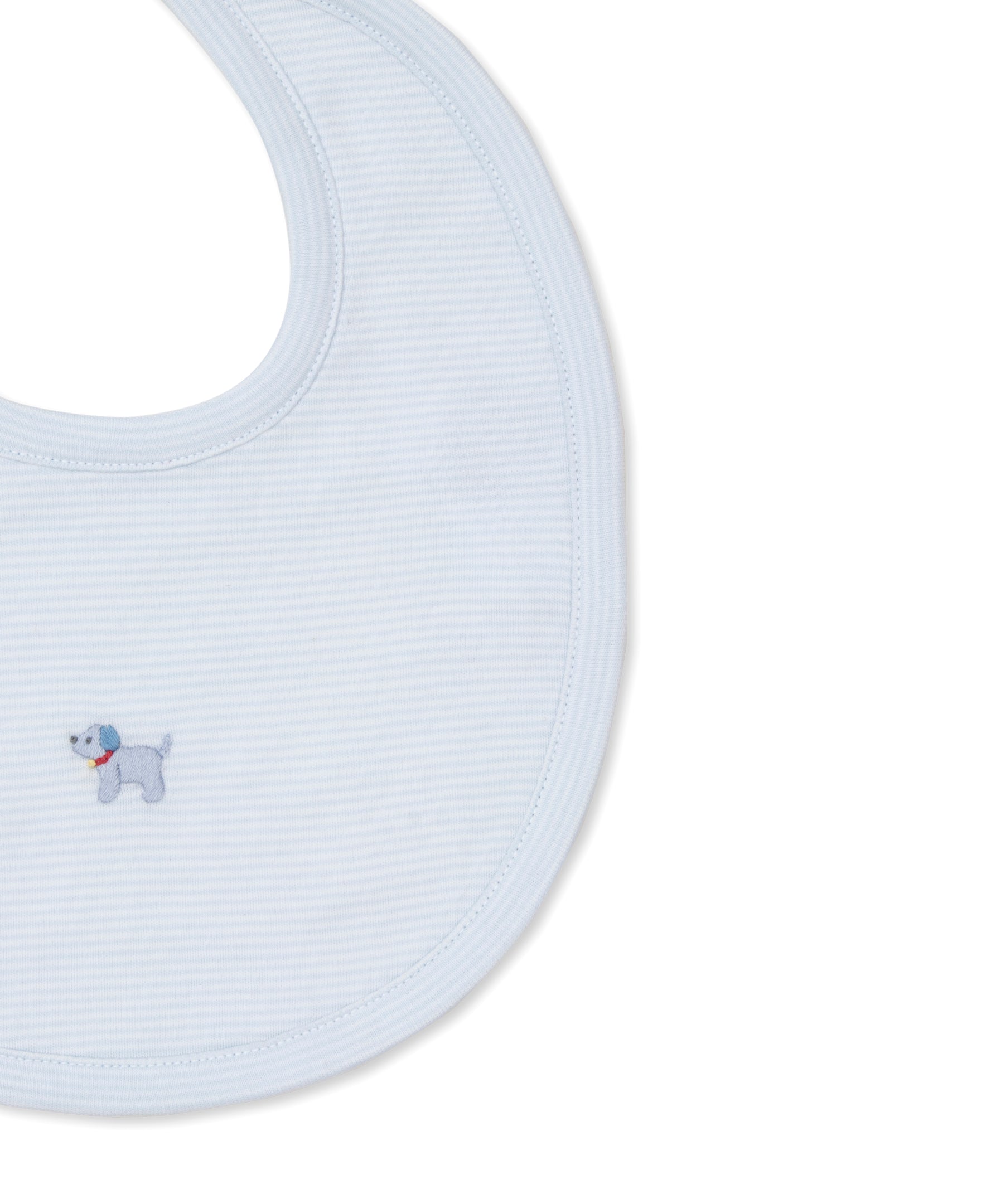 Premier Puppies Hand Emb. Blue Stripe Bib