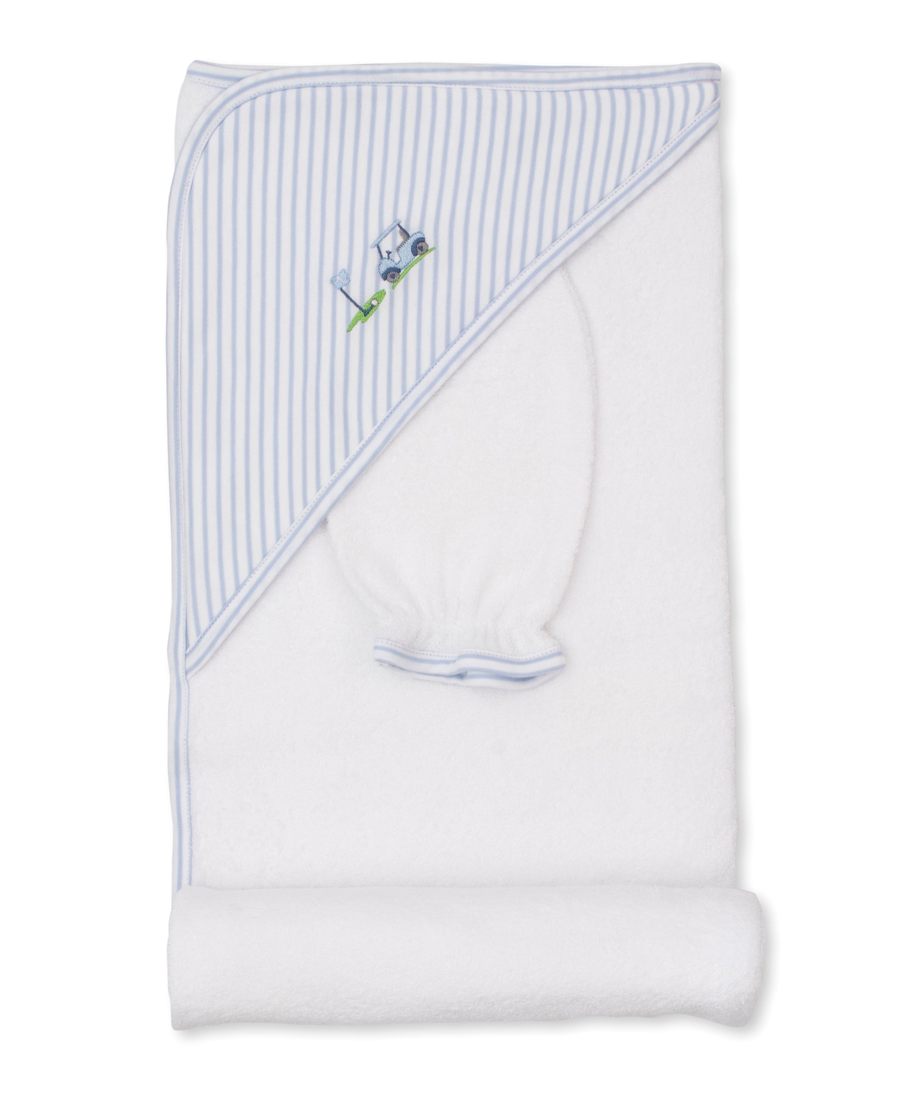 Fairway Foursome Blue Hooded Towel & Mitt Set - Kissy Kissy