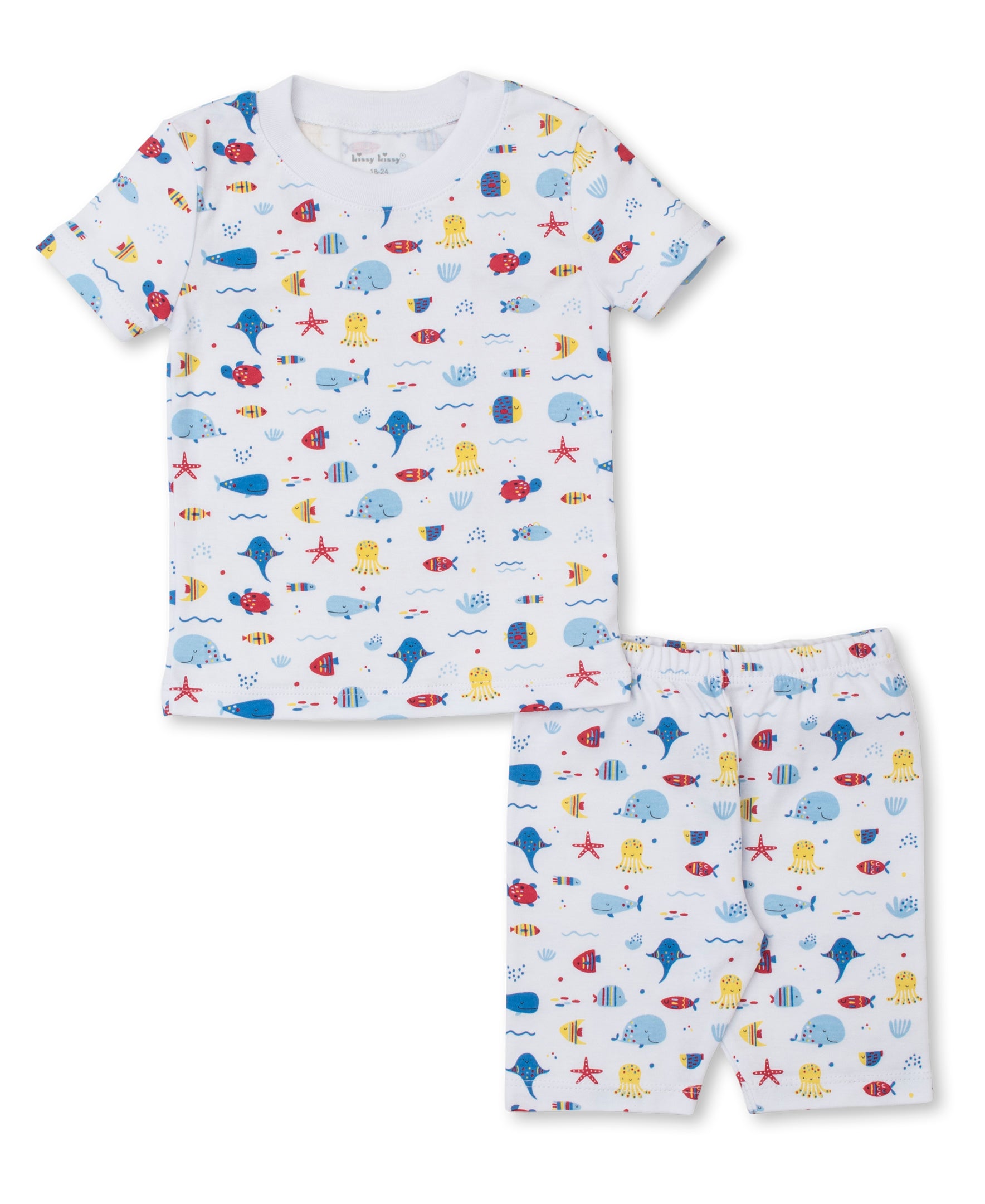 Sea Life Fun Blue Toddler Short Pajama Set - Kissy Kissy