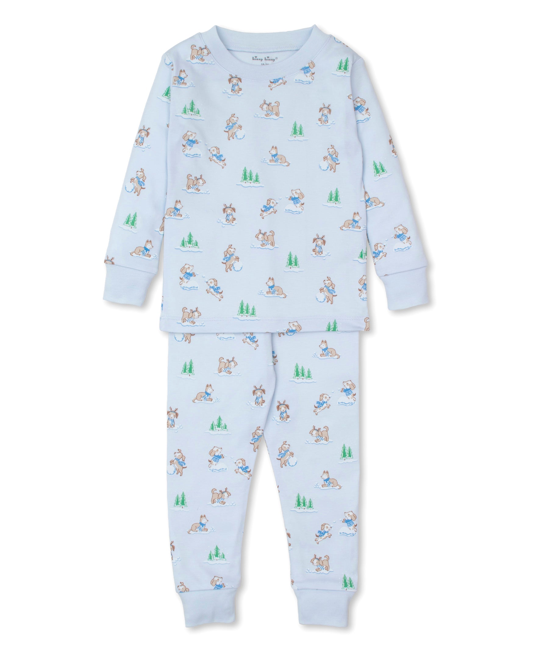 Puppy Snowball Pranks Blue Toddler Pajama Set - Kissy Kissy