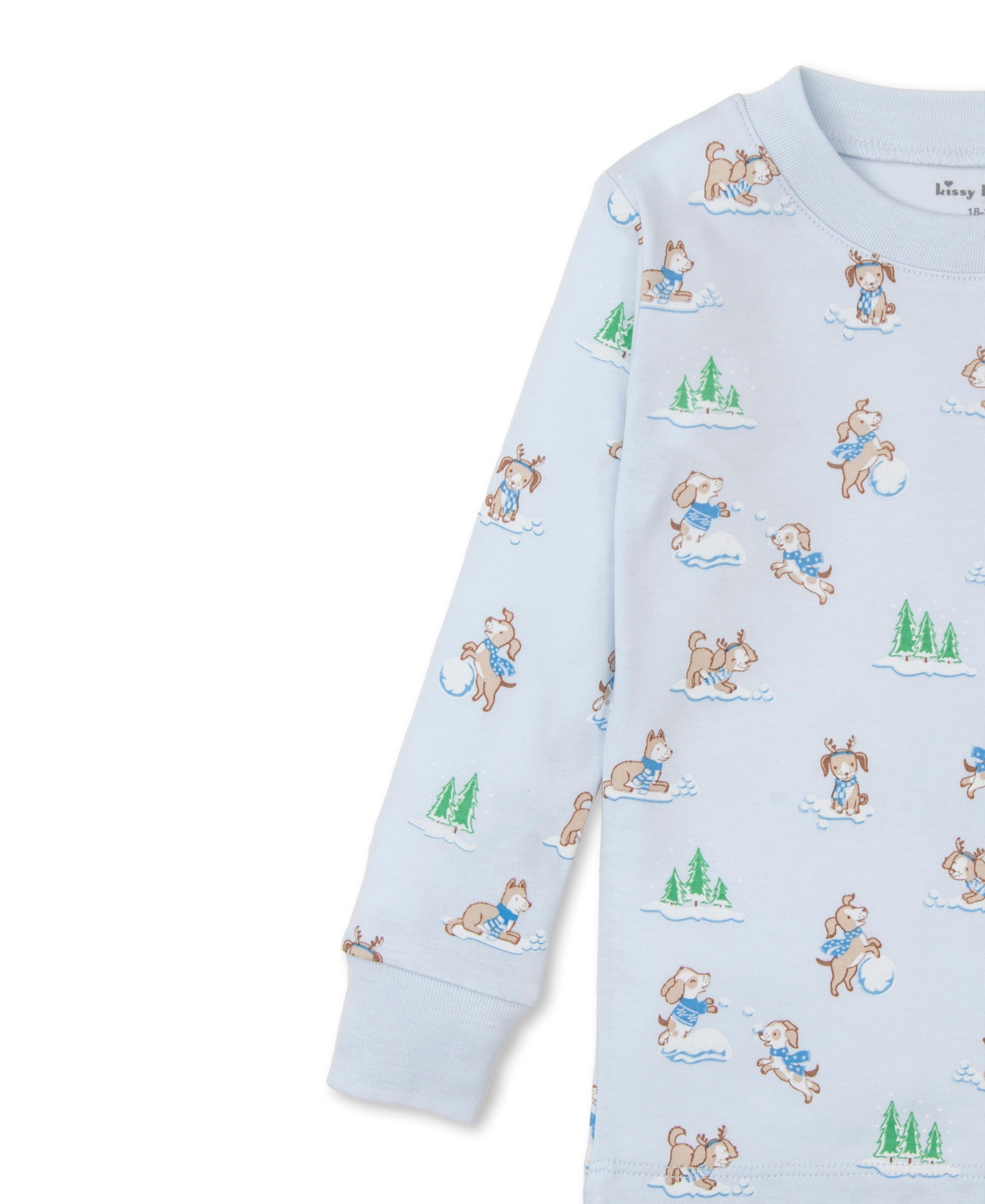 Puppy Snowball Pranks Blue Toddler Pajama Set - Kissy Kissy