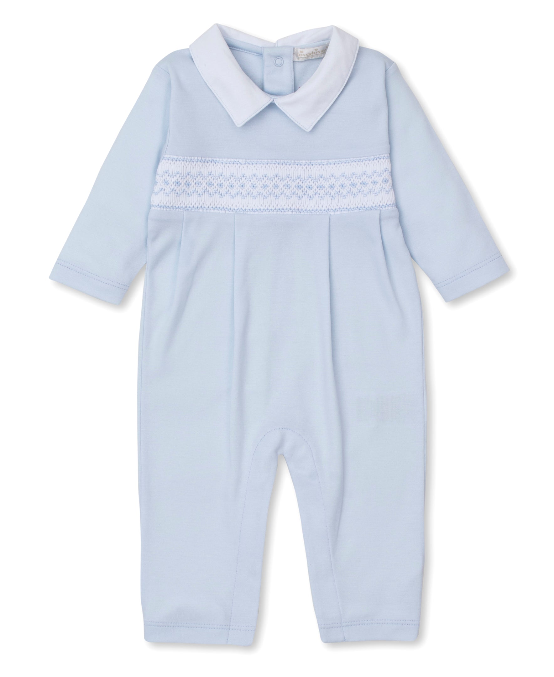 CLB Fall 24 Blue Hand Smocked Playsuit - Kissy Kissy