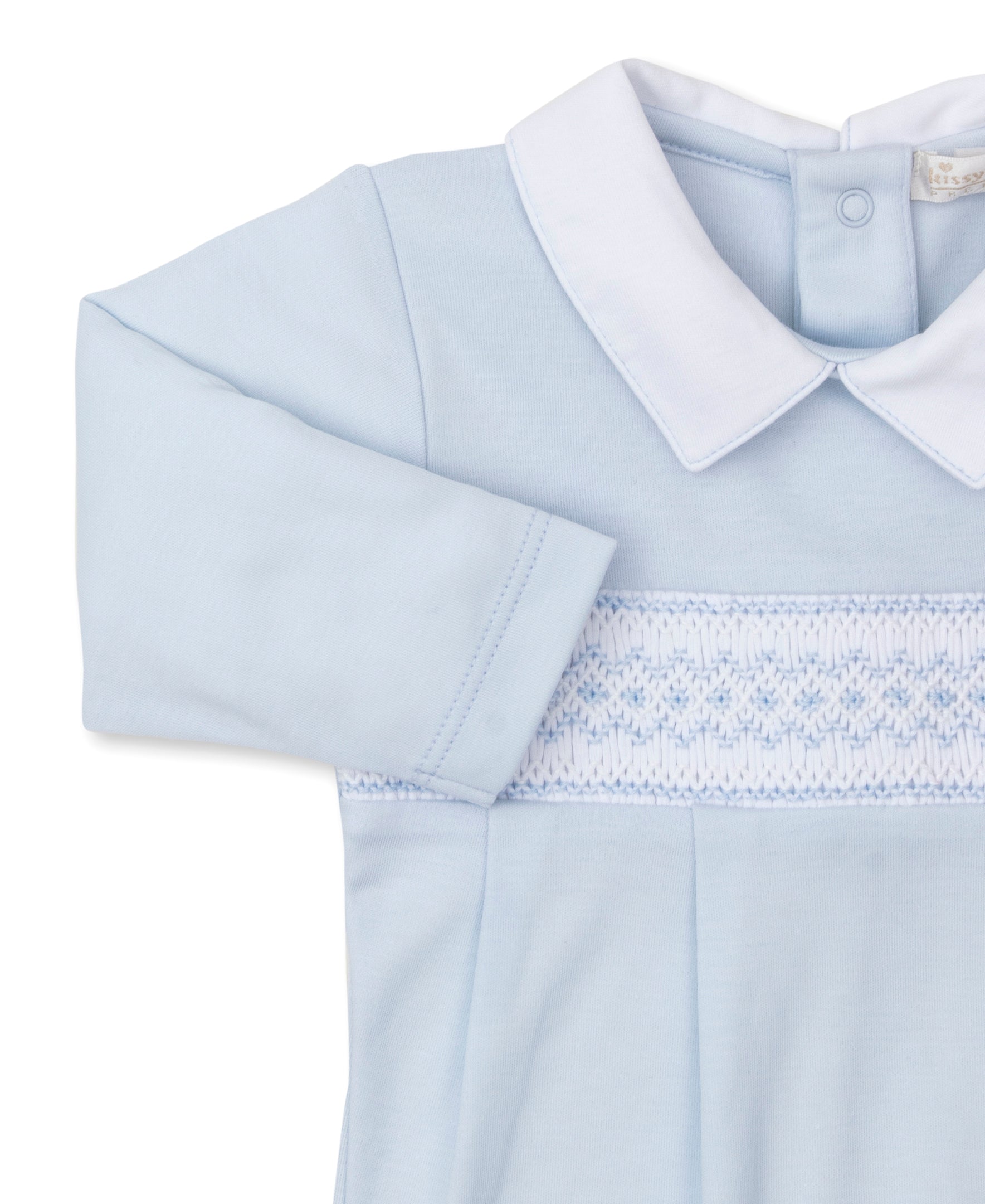 CLB Fall 24 Blue Hand Smocked Playsuit - Kissy Kissy