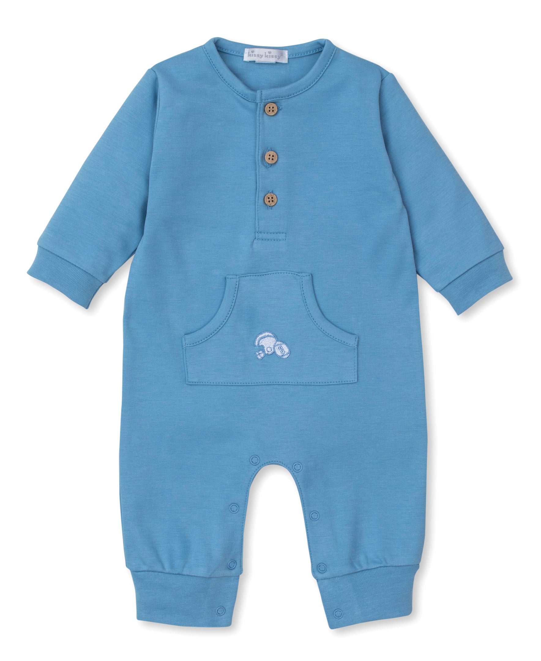 Football Kicks Blue Playsuit - Kissy Kissy