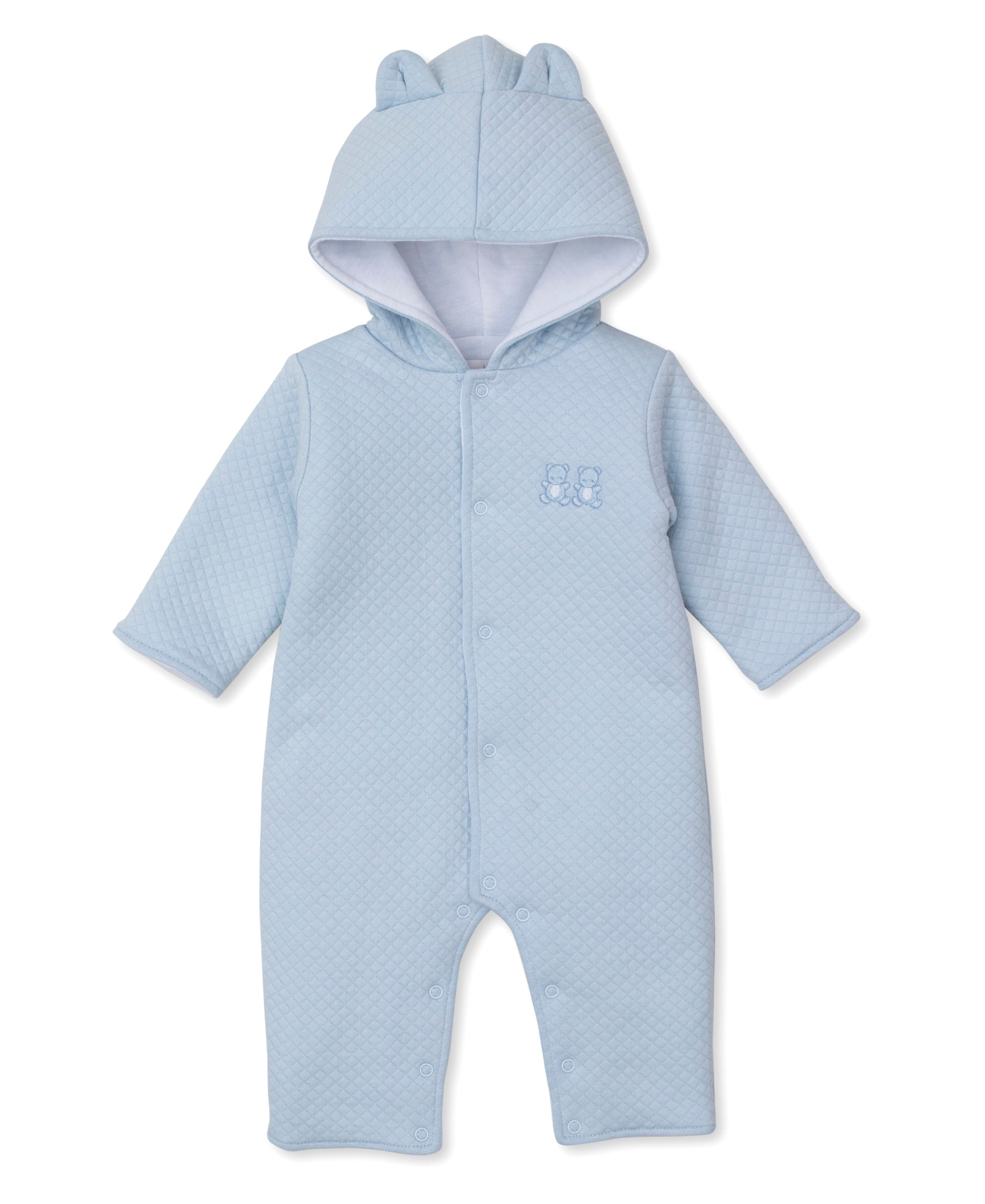 Baby Bear Cub Blue Jacquard Padded Playsuit