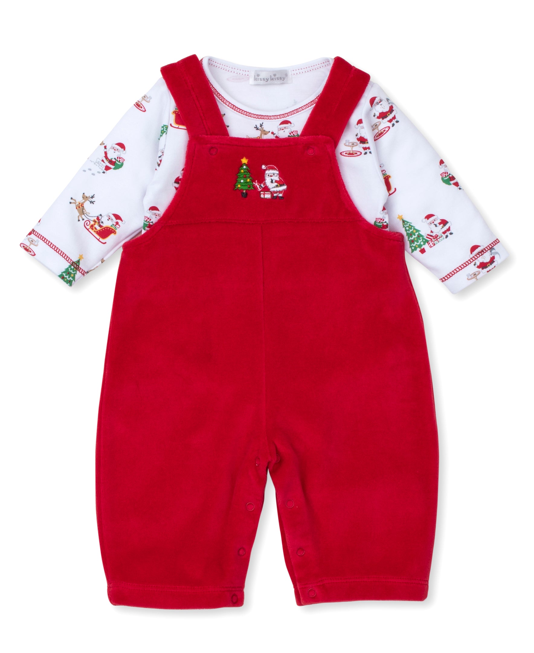 Christmas Magic Velour Overall Set - Kissy Kissy