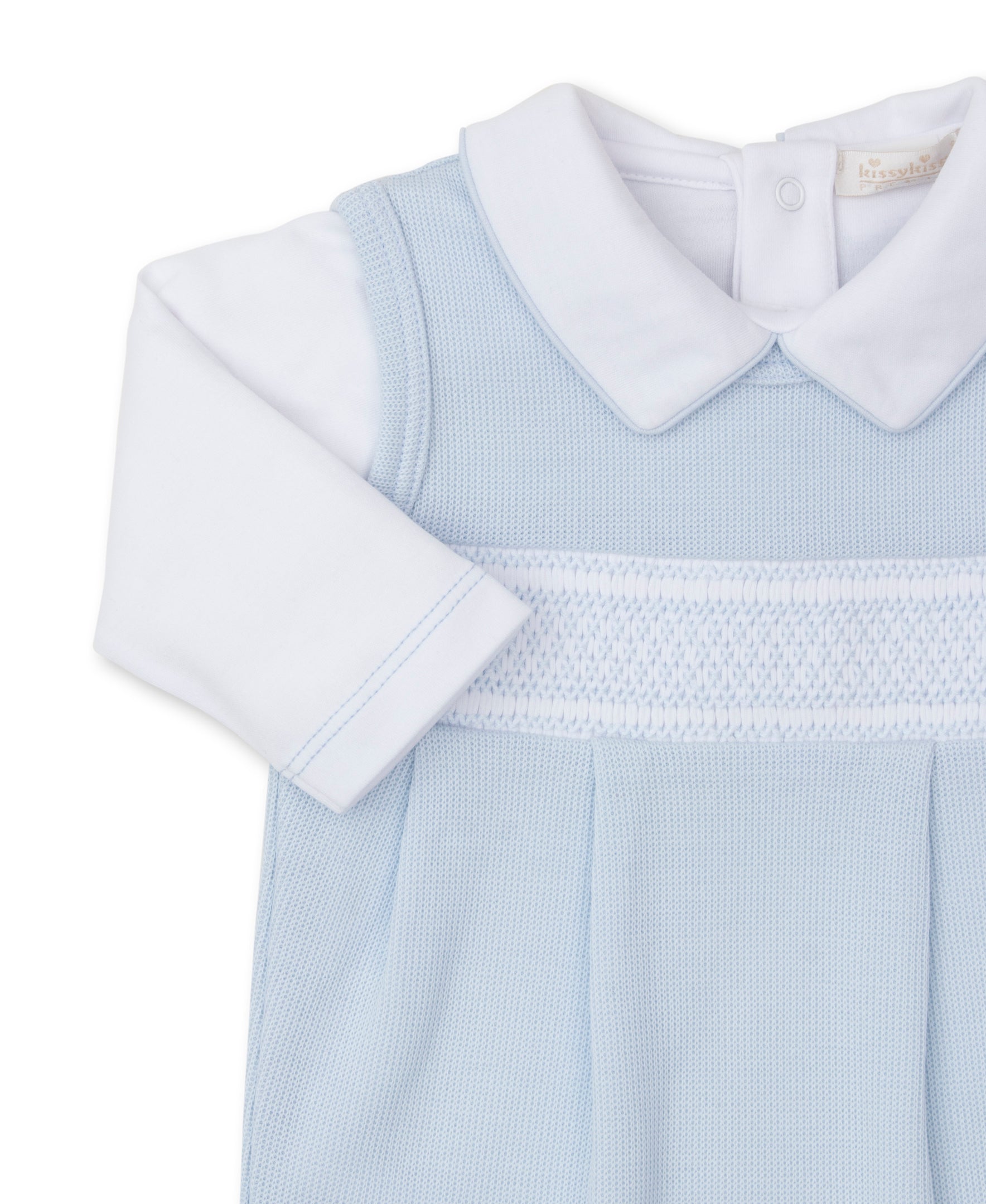 CLB Punto Ingles Blue Hand Smocked Overall Set - Kissy Kissy