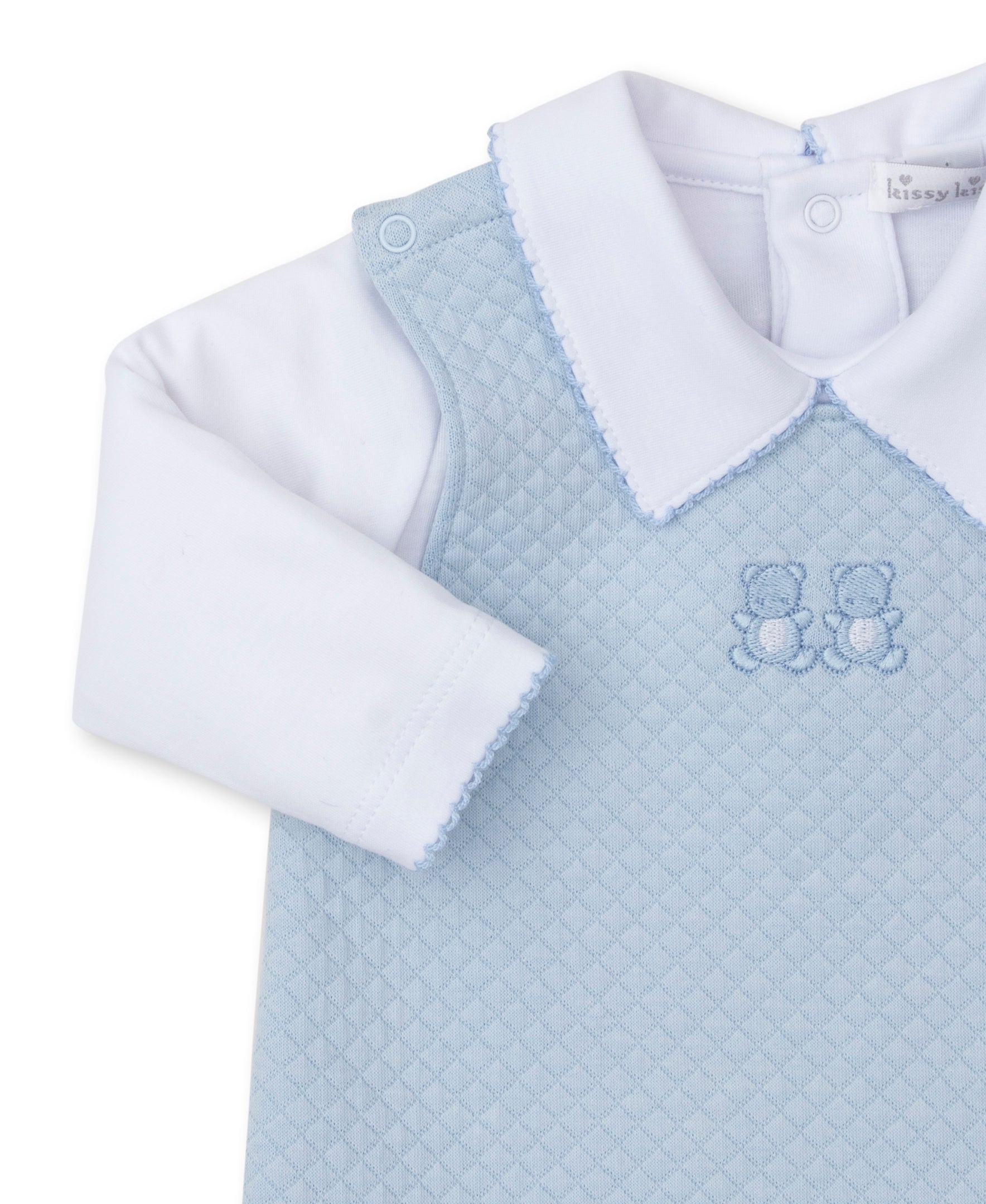 Baby Bear Cub Blue Jacquard Overall Set - Kissy Kissy