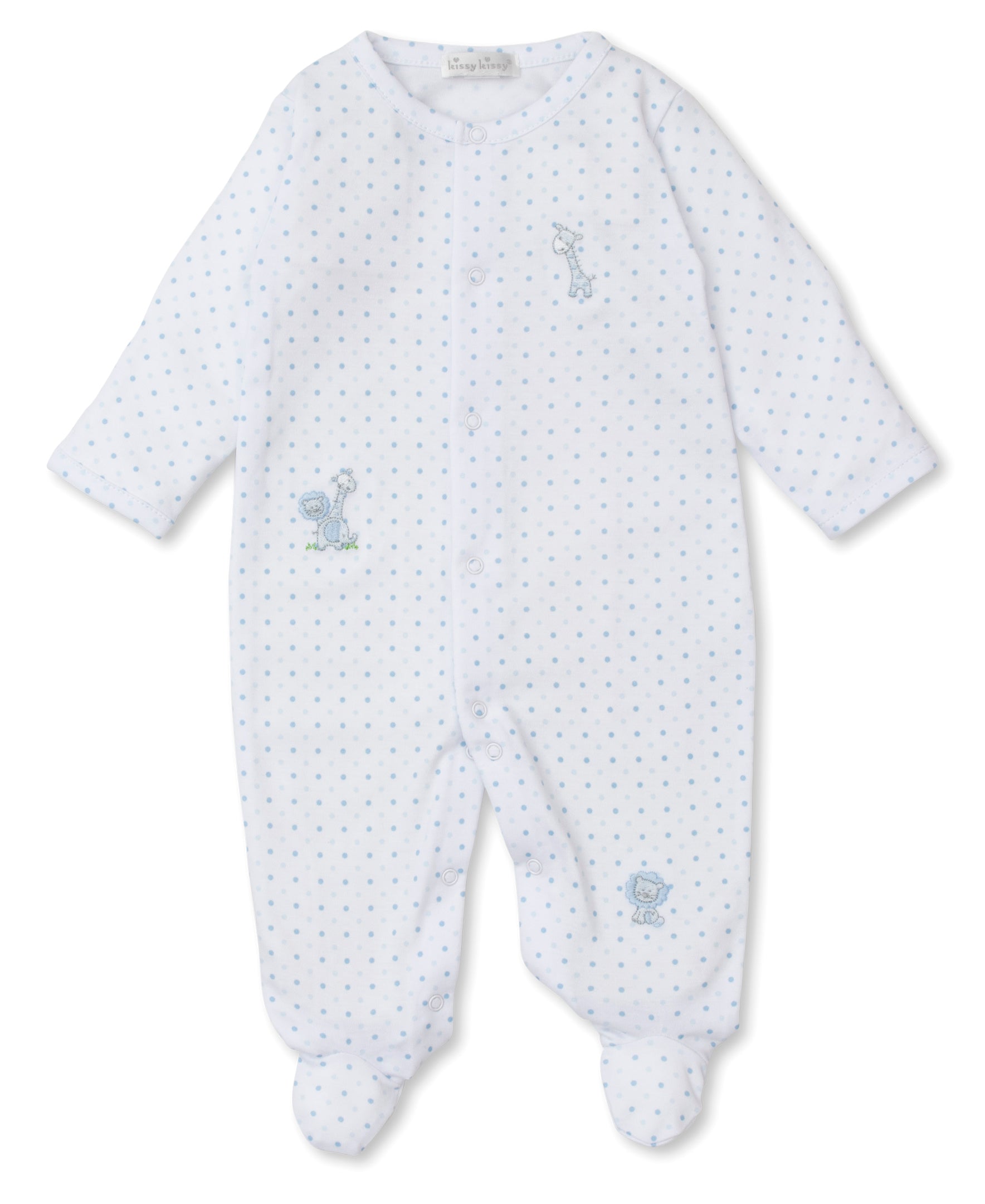Gingham Jungle Blue Dotted Footie