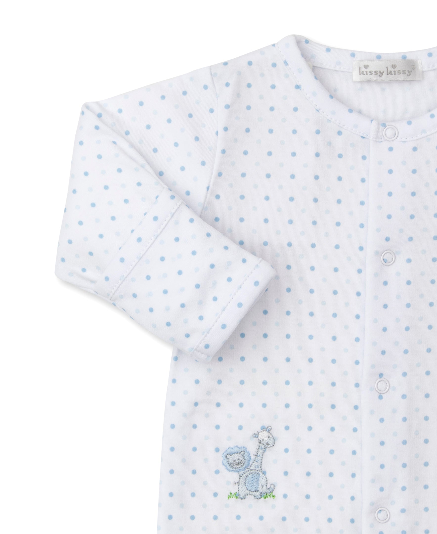 Gingham Jungle Blue Dotted Footie