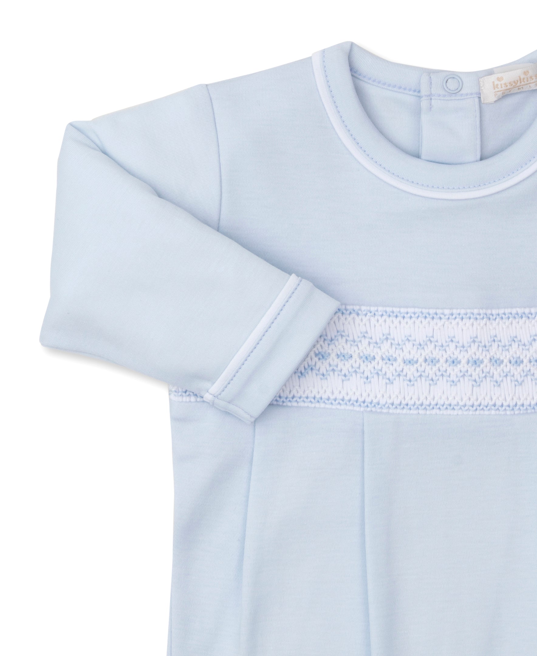 CLB Fall 24 Blue Hand Smocked Footie - Kissy Kissy