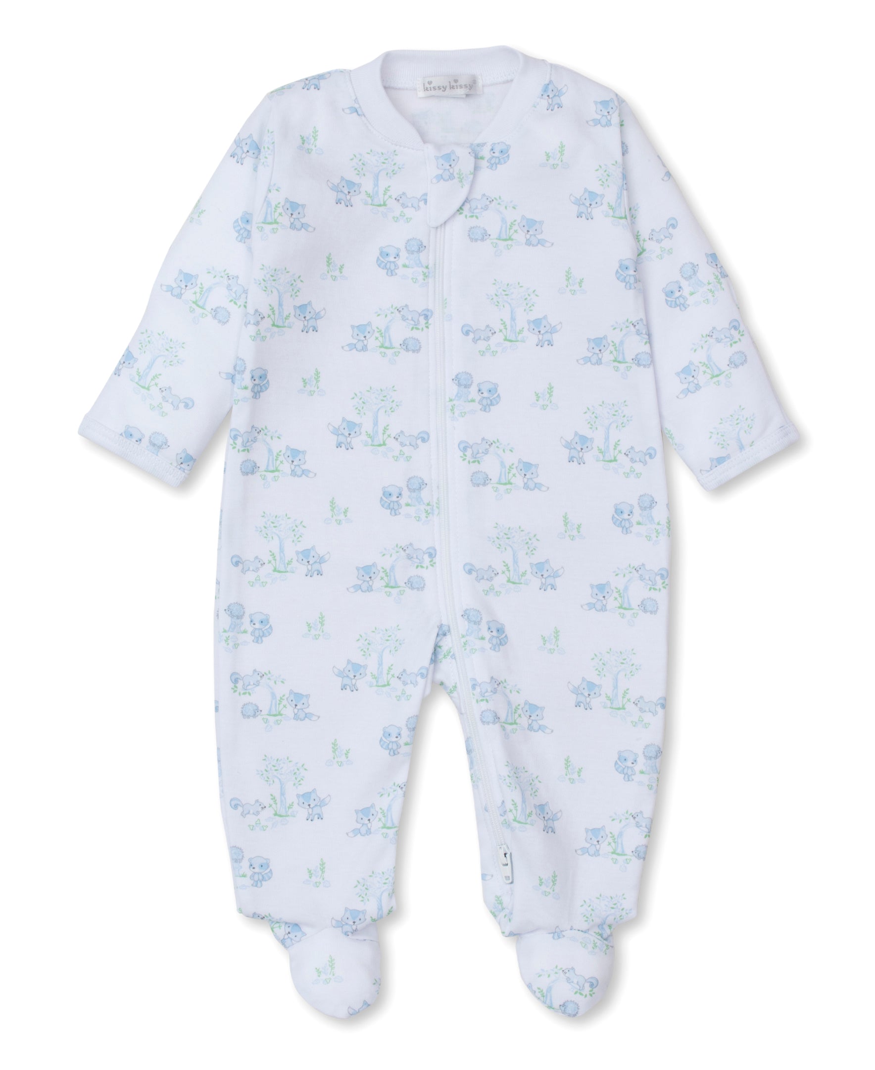 Forest Fun Blue Zip Footie - Kissy Kissy