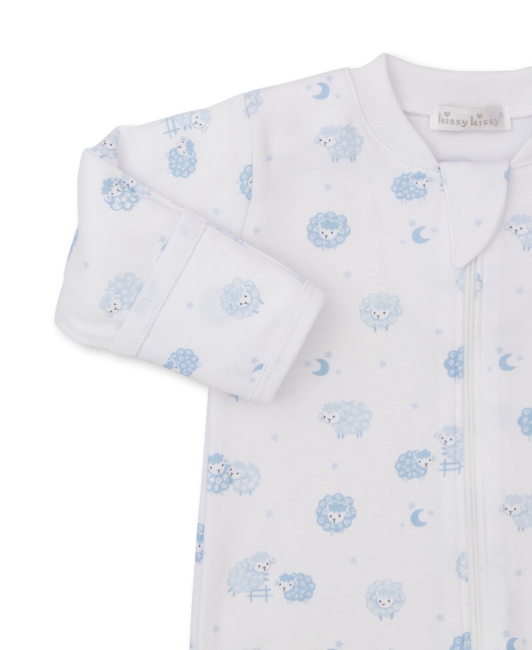 Baa Baa Baby Sheep Blue Zip Footie - Kissy Kissy