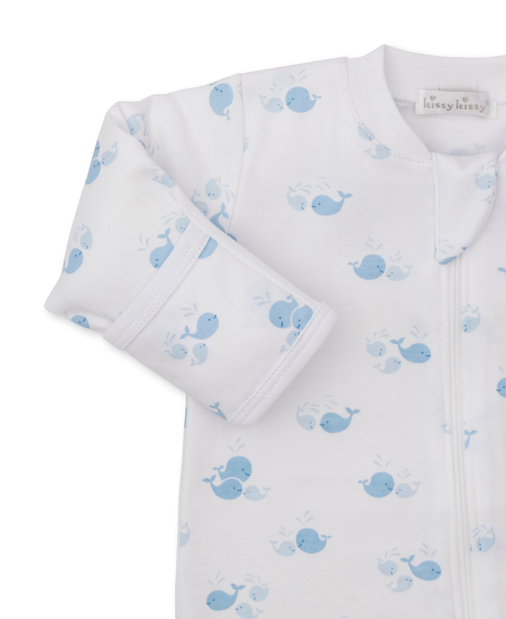 Whale Wonder Blue Zip Footie - Kissy Kissy