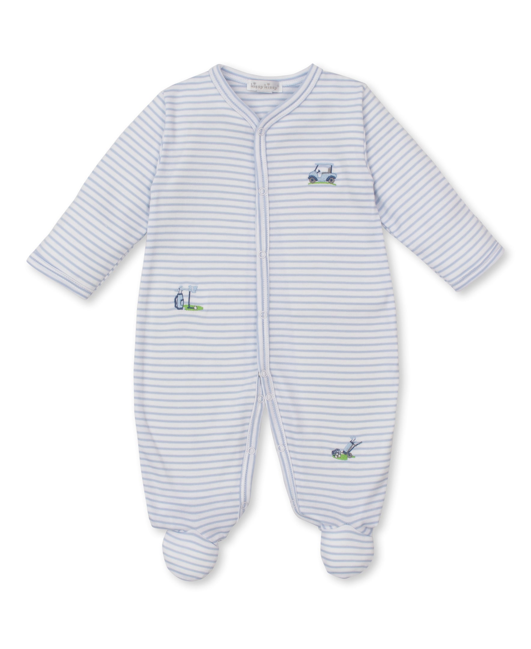 Fairway Foursome Blue Stripe Footie - Kissy Kissy