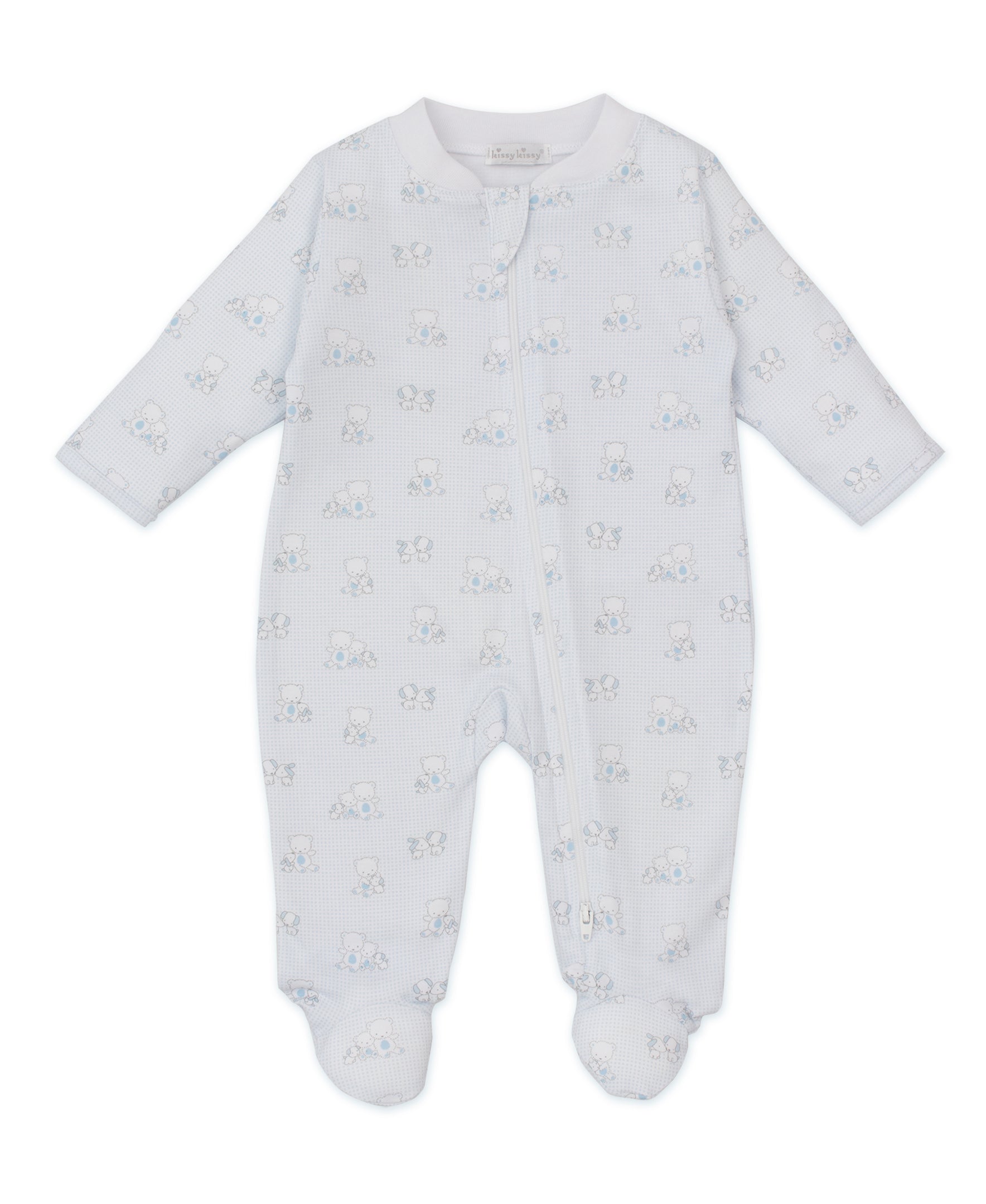 Beary Besties Blue Zip Footie - Kissy Kissy