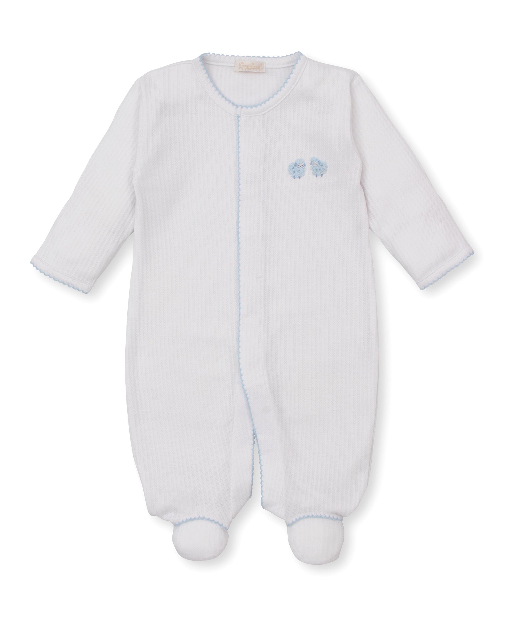 Premier Baa Baa Baby Sheep Blue Hand Emb. Footie - Kissy Kissy