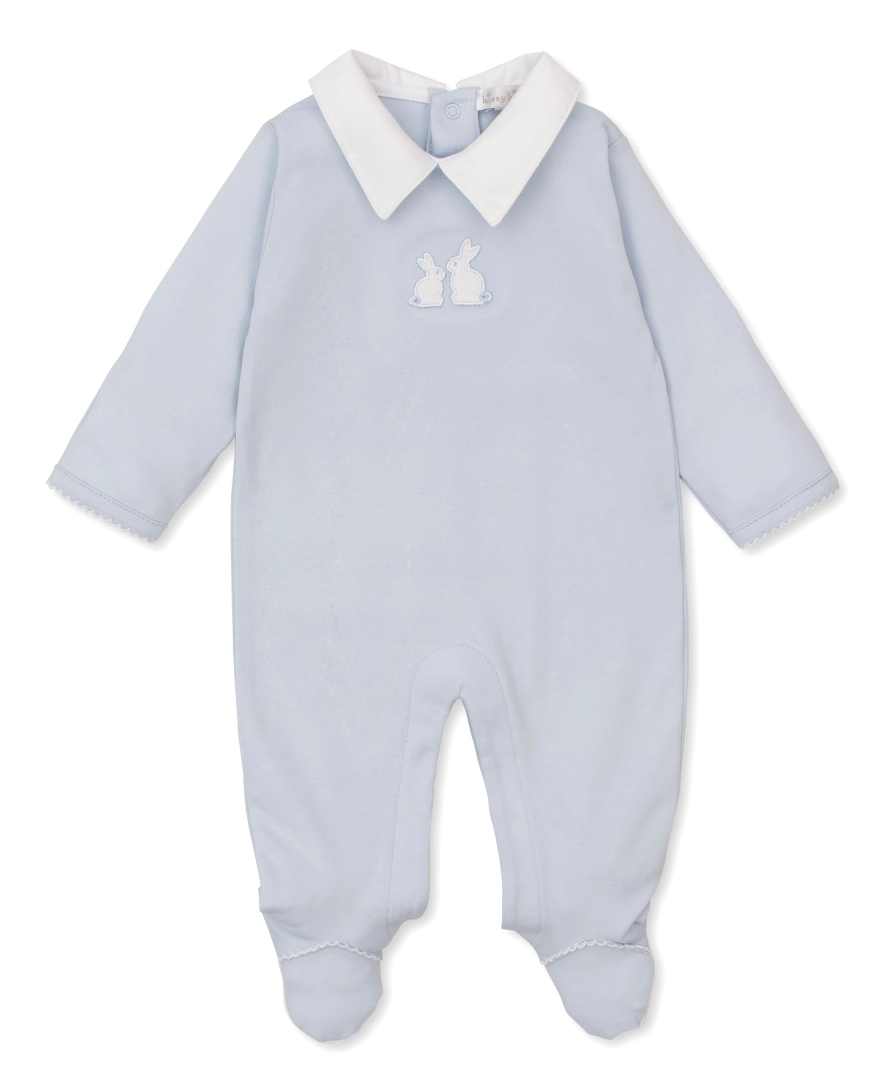 Pique Bunny Bash Blue Collar Footie - Kissy Kissy