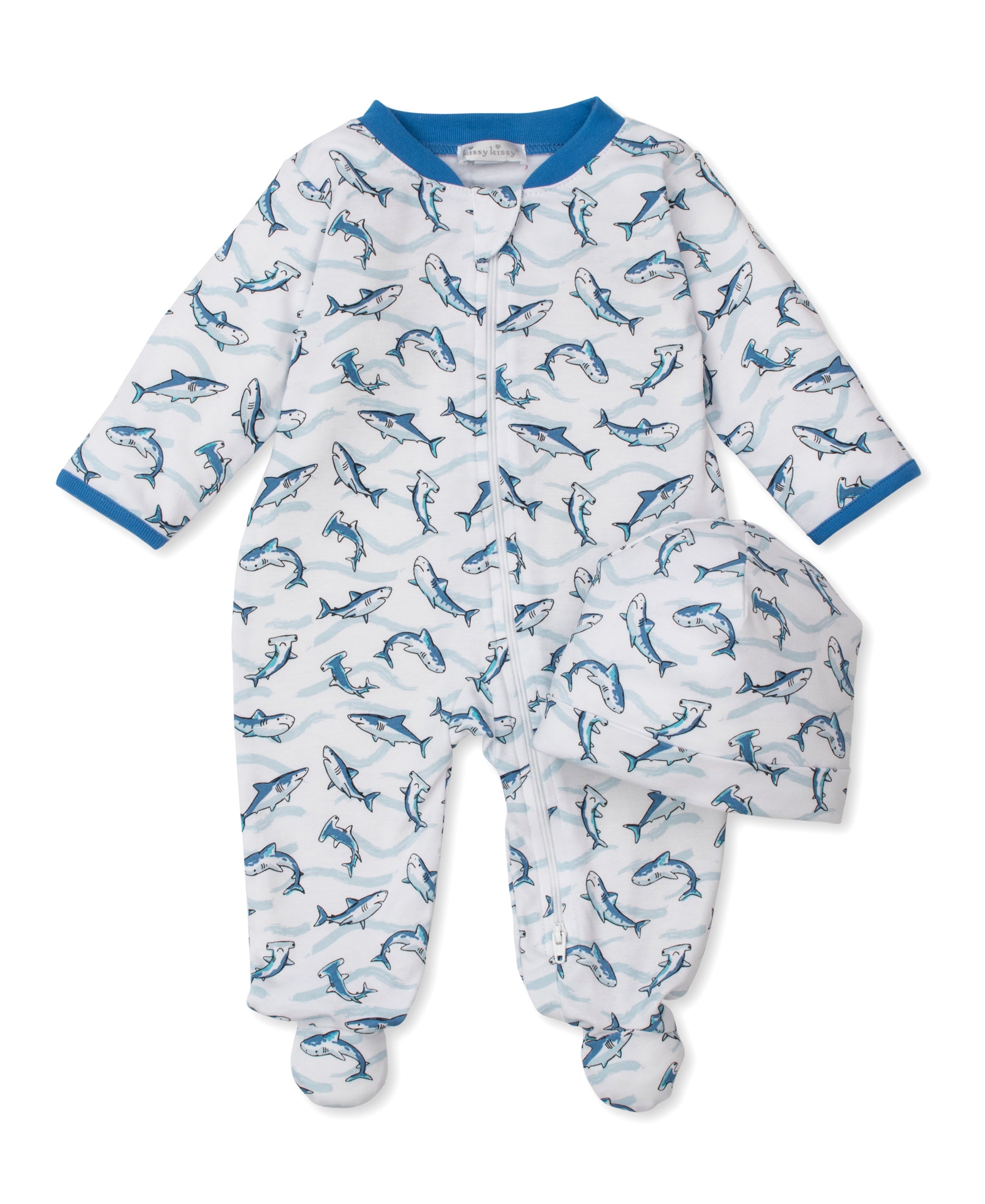 Swift Sharks Zip Footie & Hat Set - Kissy Kissy