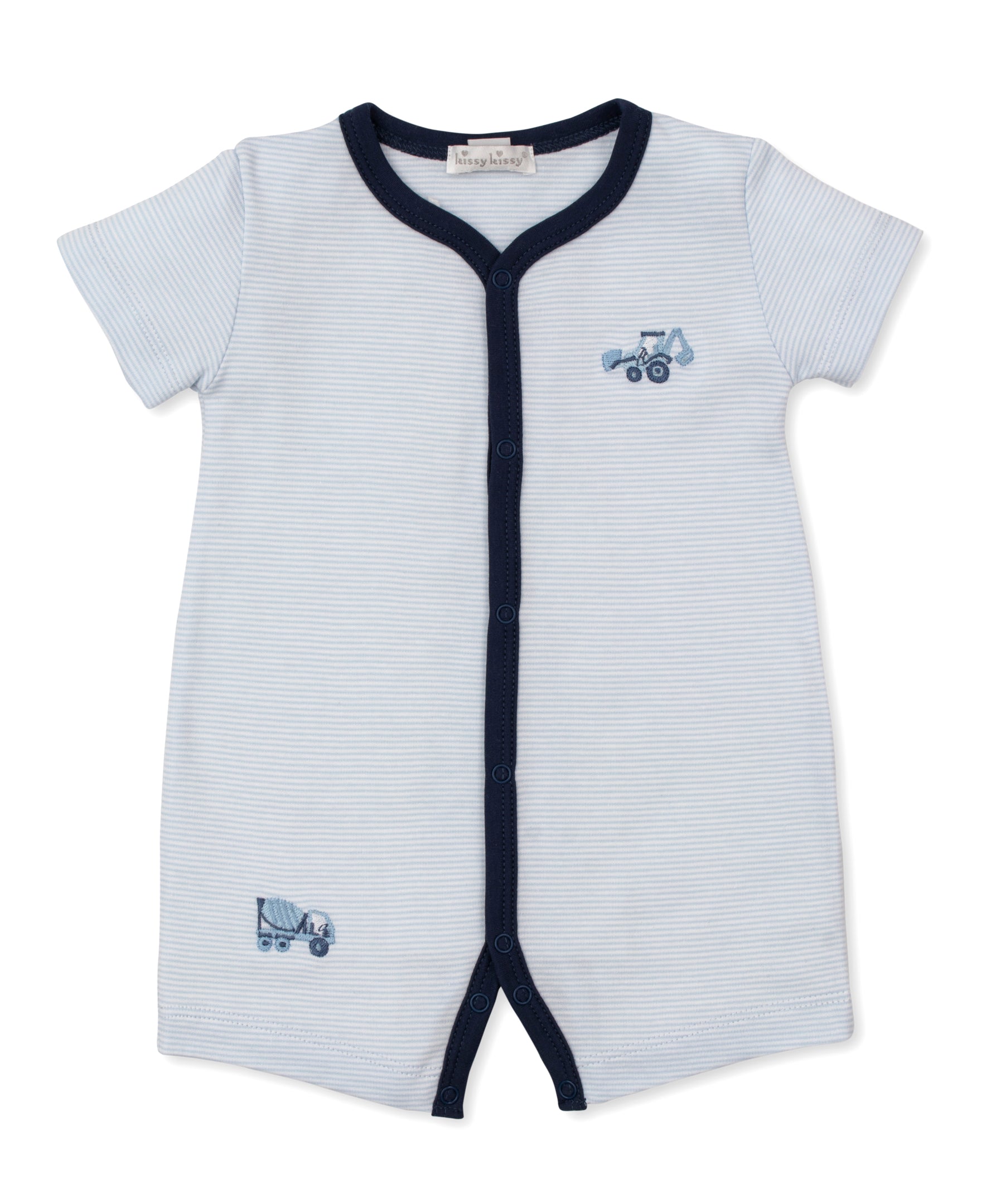 Construction Trucks Short Stripe Playsuit - Kissy Kissy