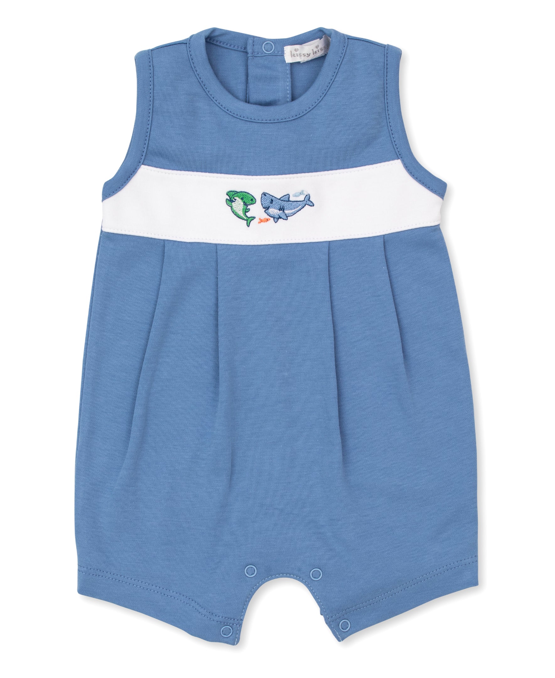 Shark Grins Blue Sleeveless Playsuit - Kissy Kissy