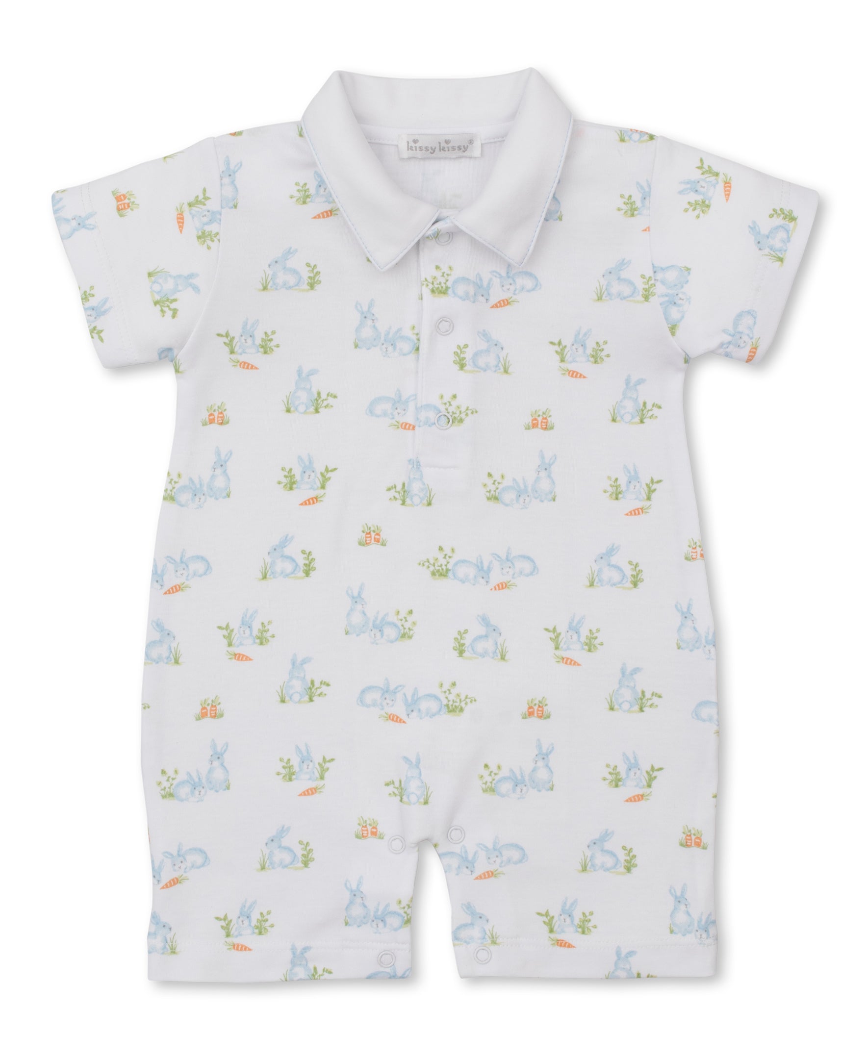 Baby Bunny Patch Blue Short Playsuit - Kissy Kissy