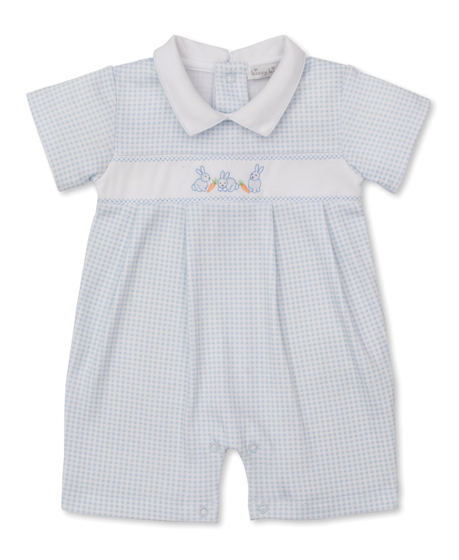 Baby Bunny Patch Blue Short Playsuit - Kissy Kissy