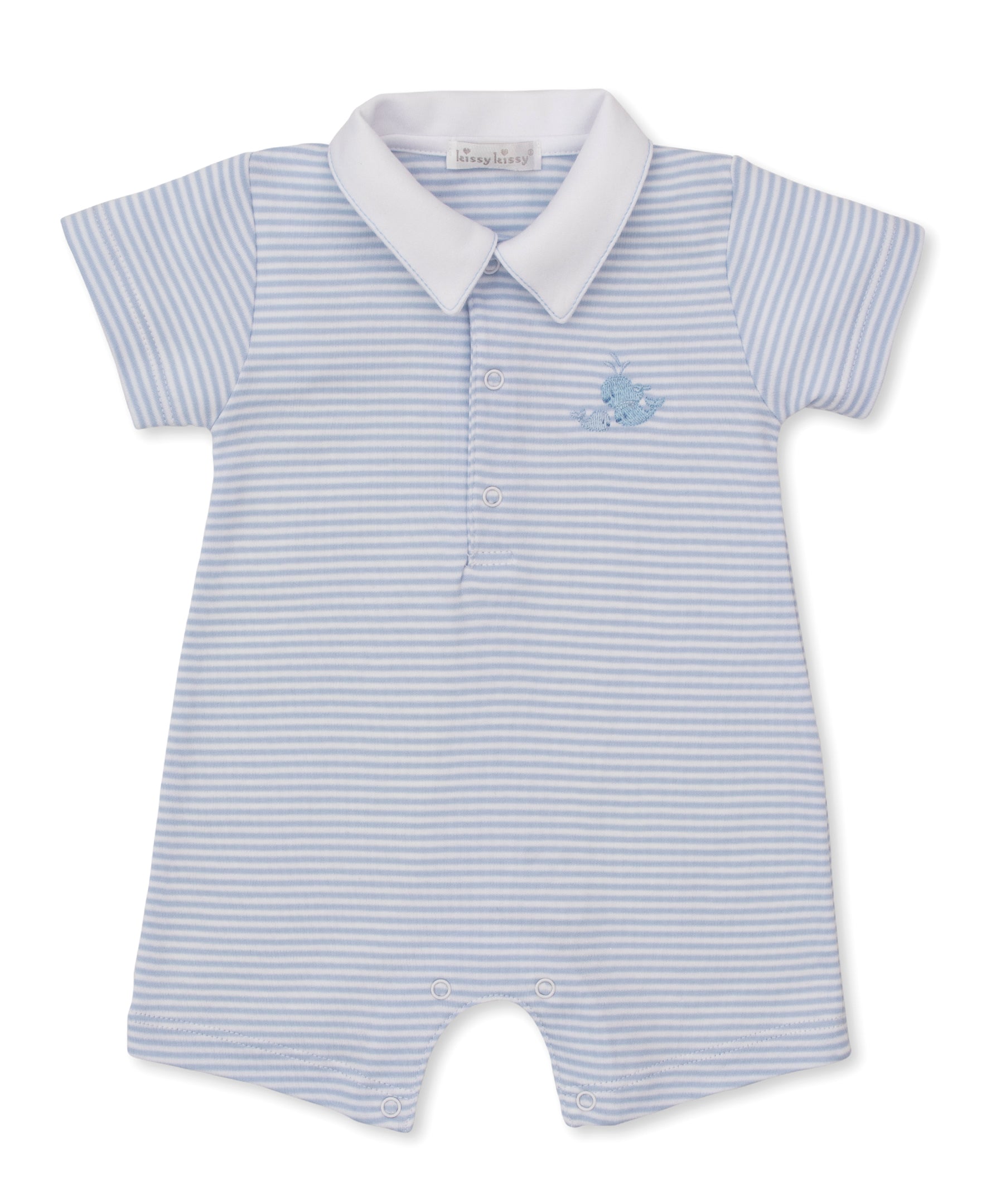 Whale Wonder Blue Short Stripe Playsuit - Kissy Kissy