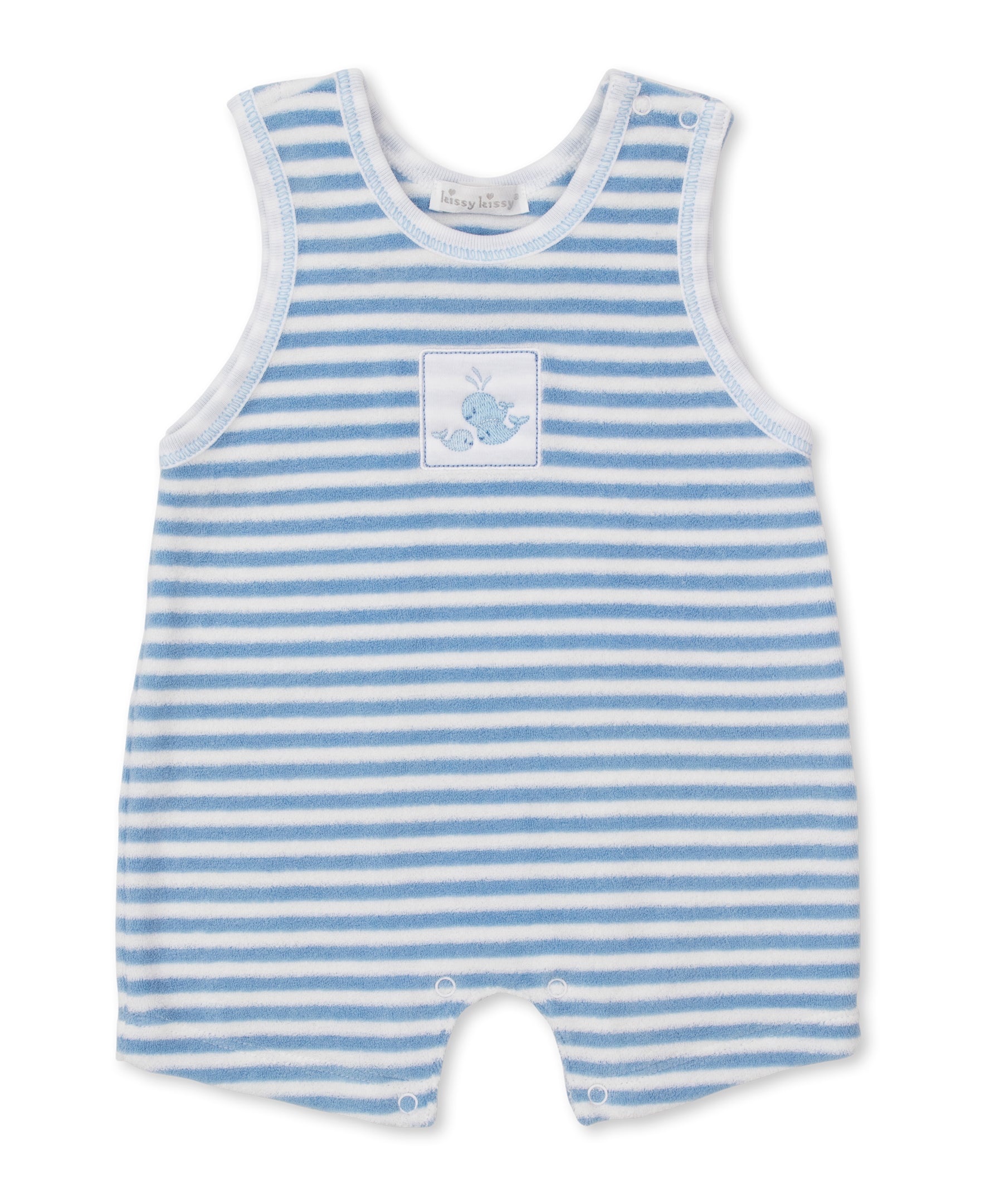 Whale Wonder Blue Stripe Terry Sleeveless Playsuit - Kissy Kissy