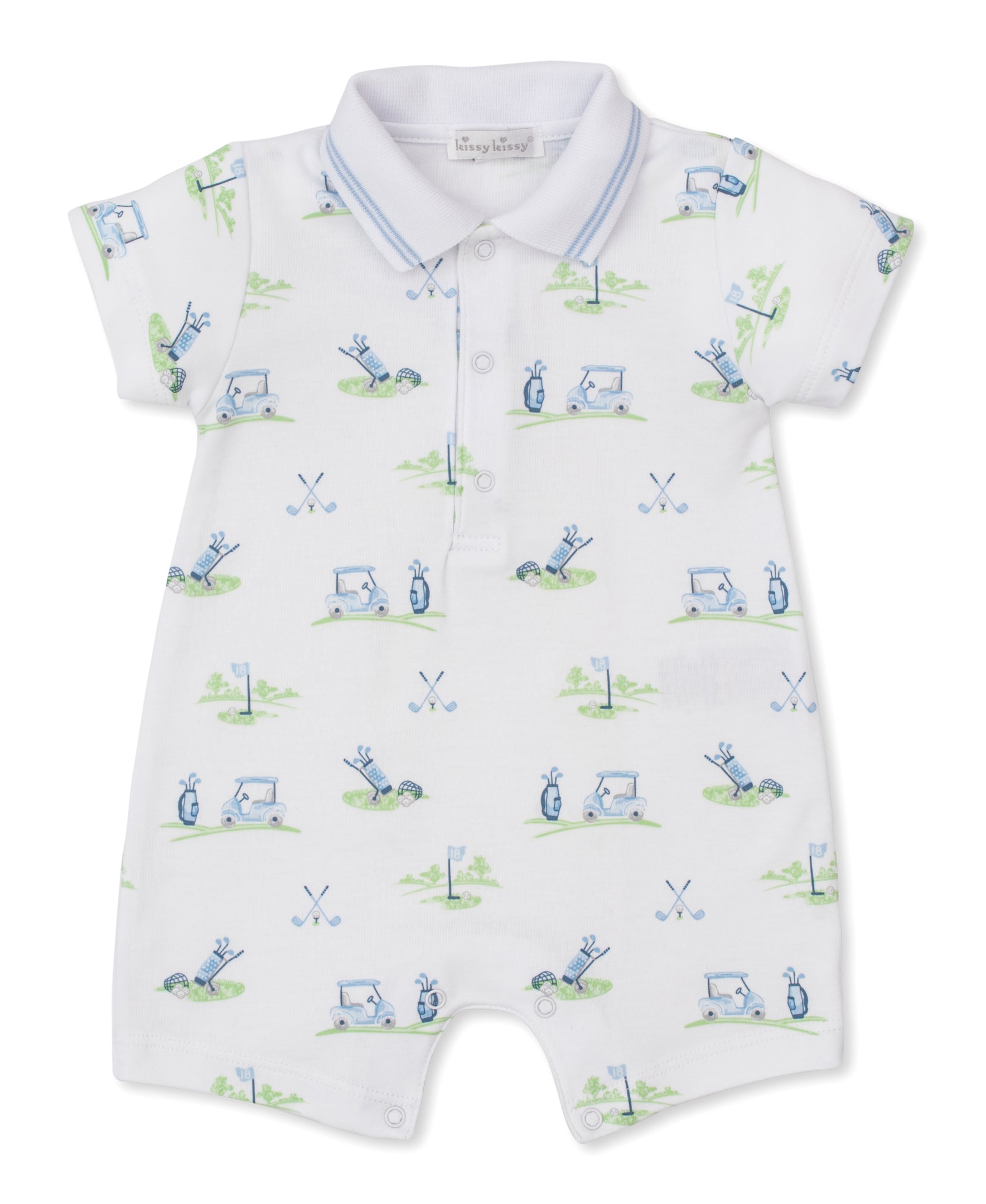 Fairway Foursome Blue Short Playsuit - Kissy Kissy