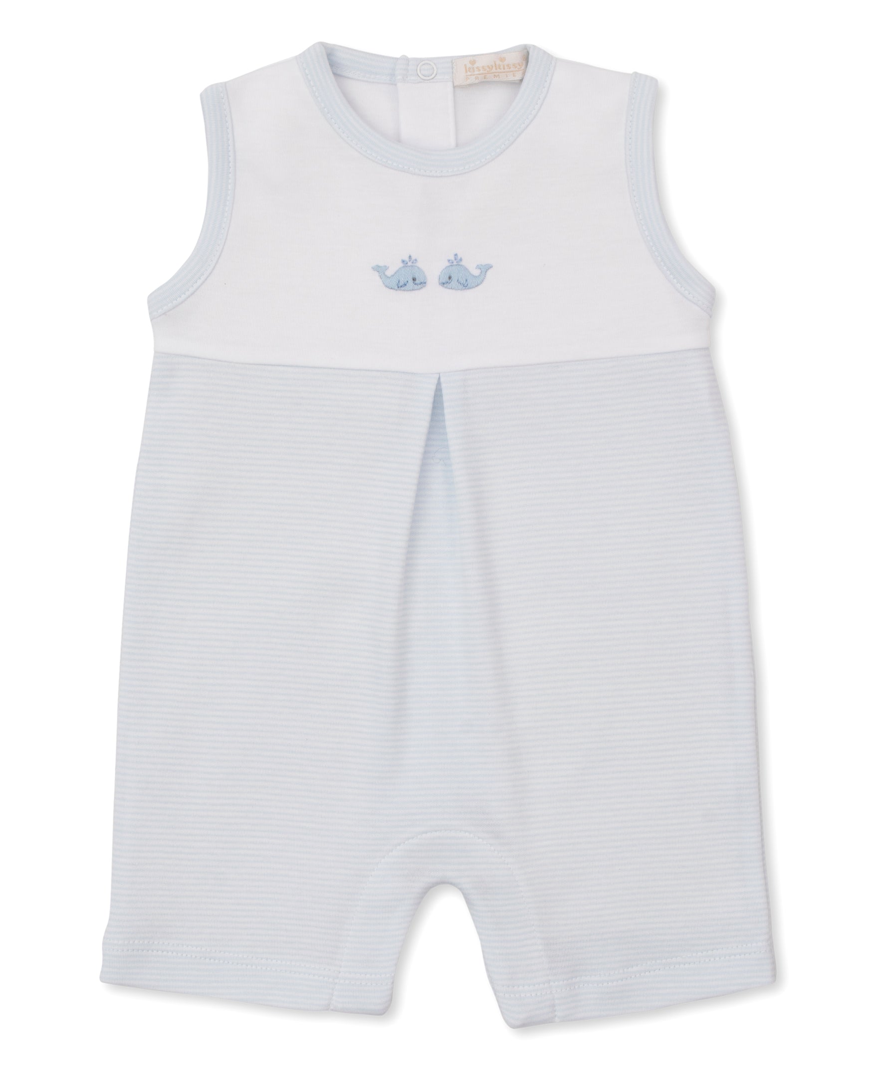 SCE Crabs & Whales Blue/White Hand Emb. Sleeveless Stripe Playsuit - Kissy Kissy