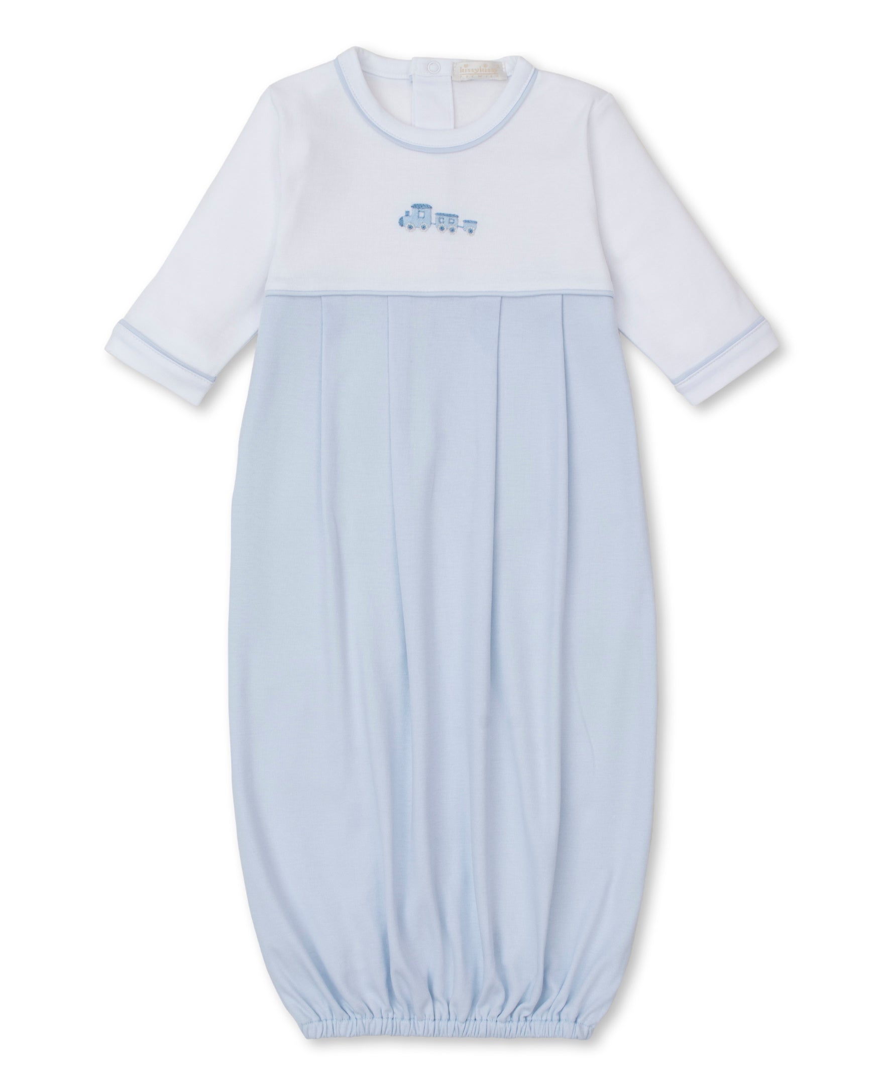 CLB Fall Medley 24 Blue/White Hand Emb. Sack Gown