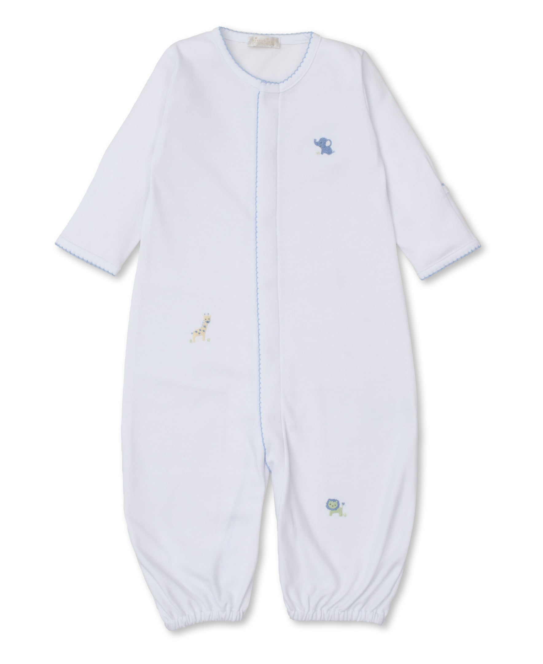 SCE Jungle Mates Hand Emb. White/Blue Convertible Gown - Kissy Kissy