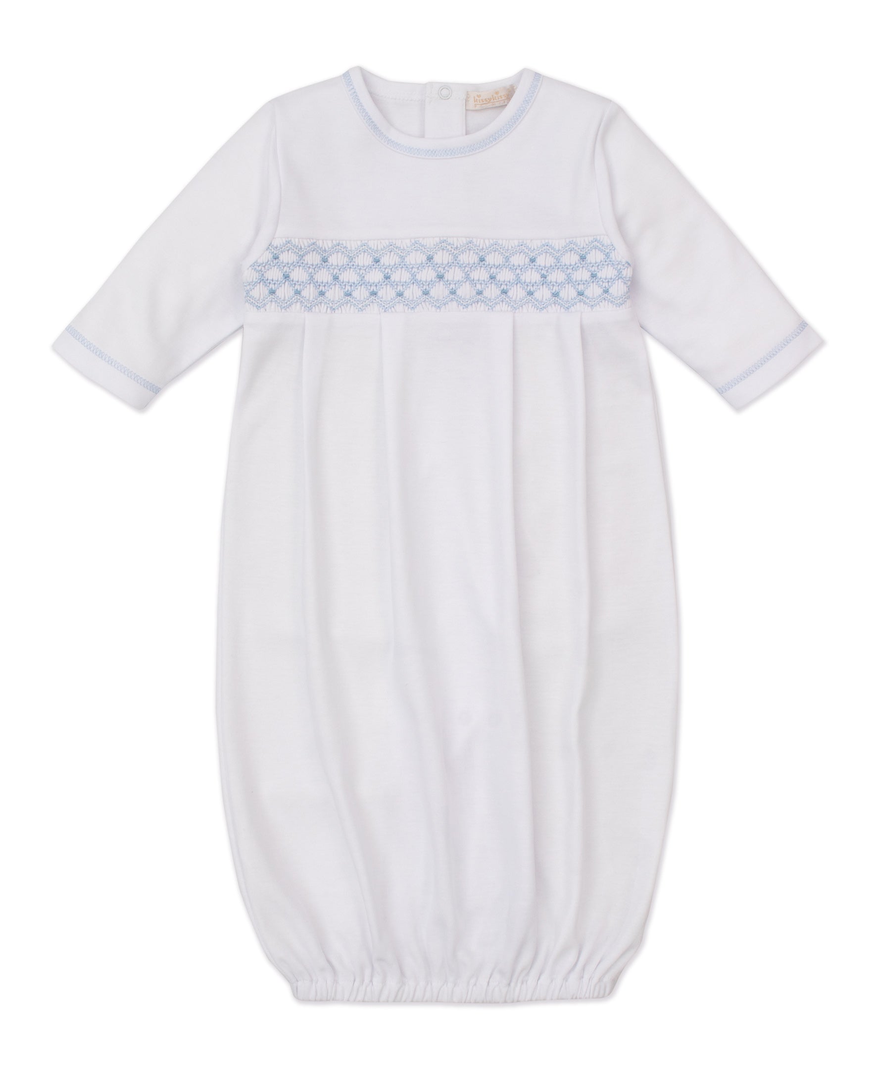 CLB Summer 25 White/Blue Hand Smocked Sack - Kissy Kissy